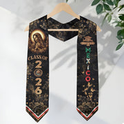 Mexico Graduation Stole Class of 2026 Virgin of Guadalupe Floral Heritage Sash