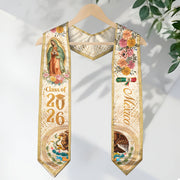 Mexico Graduation Stole 2026 Virgin Guadalupe Floral Aztec Eagle Pride Sash