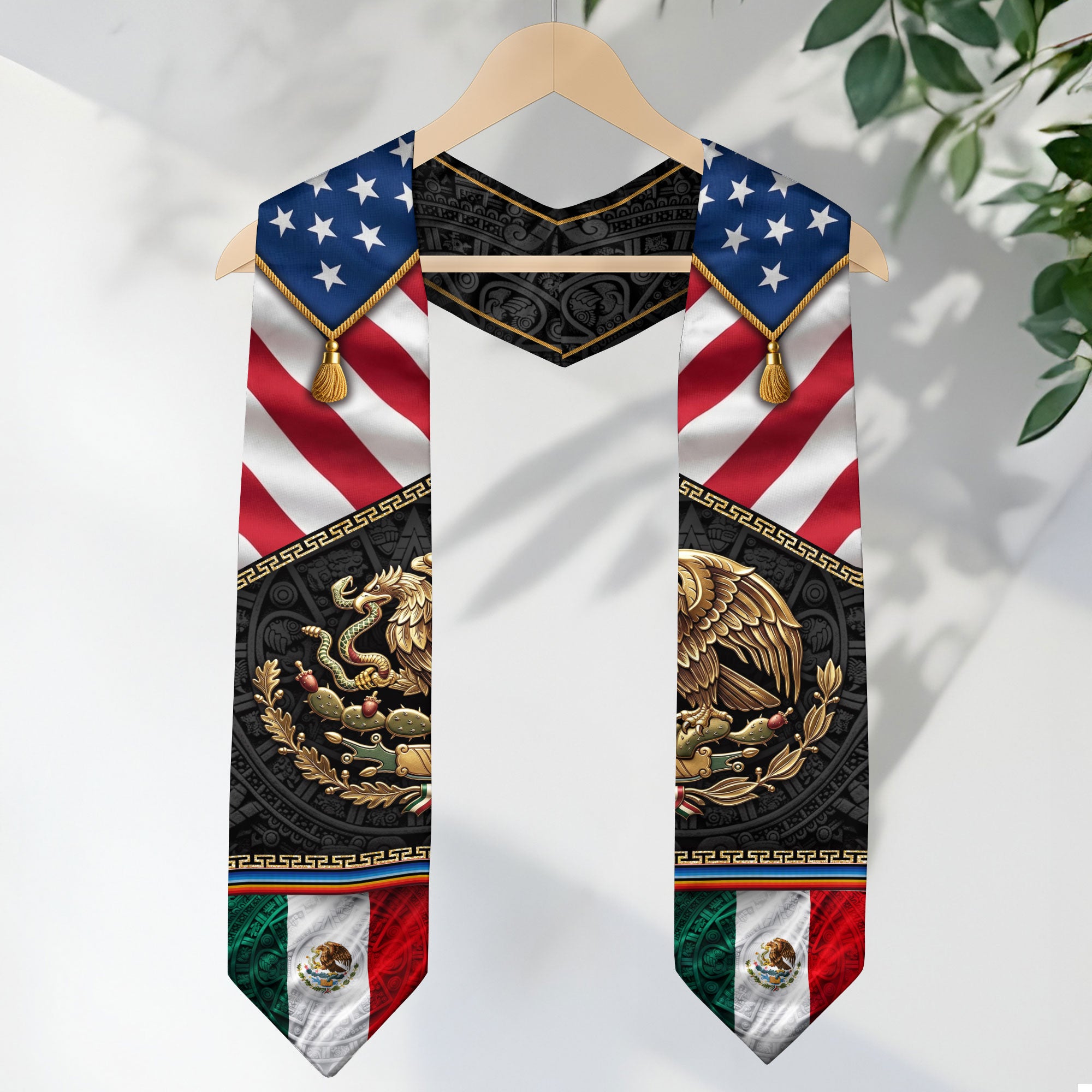 Mexican American Graduation Stole - Aztec Eagle Heritage Sash Gift
