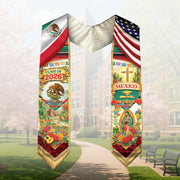 Mexico Class of 2026 Graduation Stole Guadalupe Eagle Cross USA Flag Sash