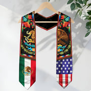 Mexican American Graduation Stole - Eagle Serpent Flag Sash Cultural Pride