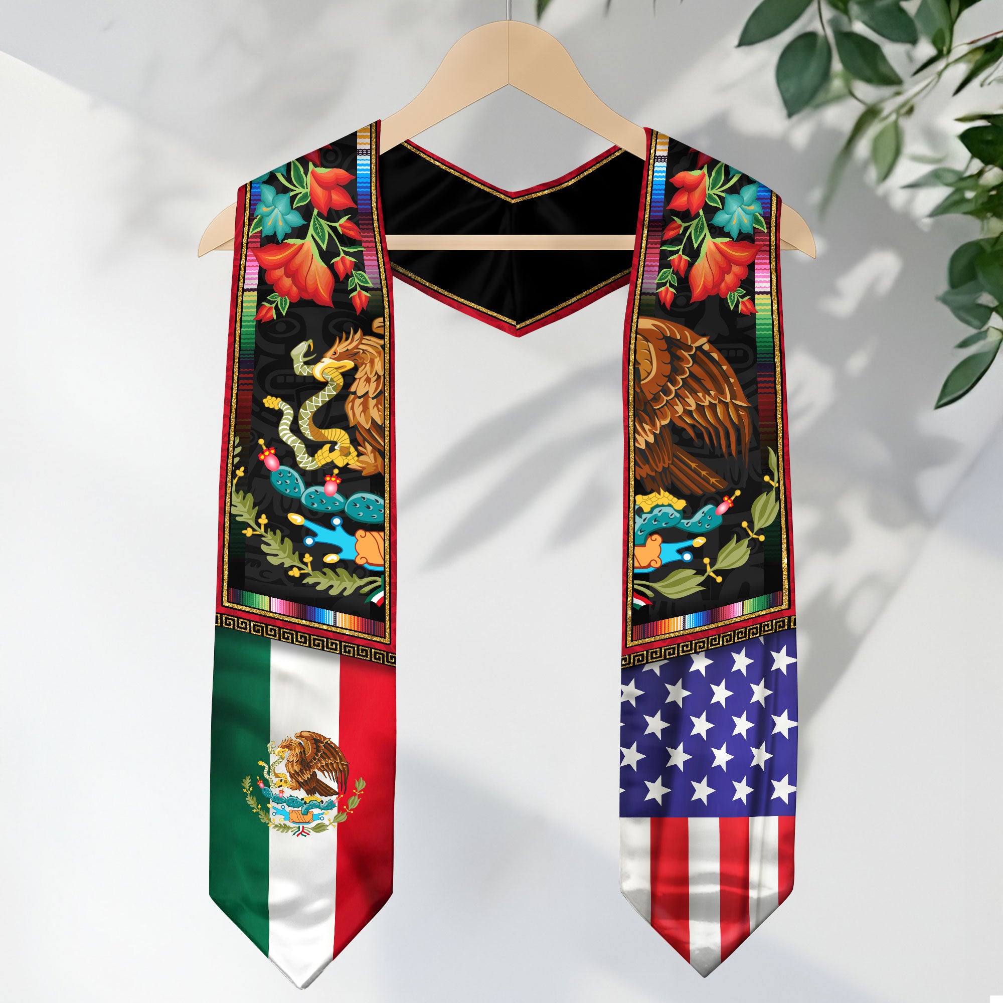 Mexican American Graduation Stole - Eagle Serpent Flag Sash Cultural Pride
