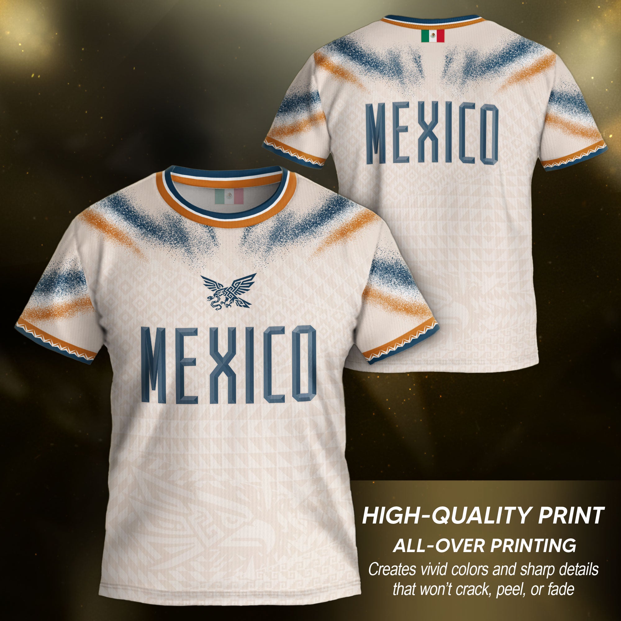 Mexico Soccer Jersey Kids Aztec Eagle Cream Beige Youth Football Shirt Training Apparel