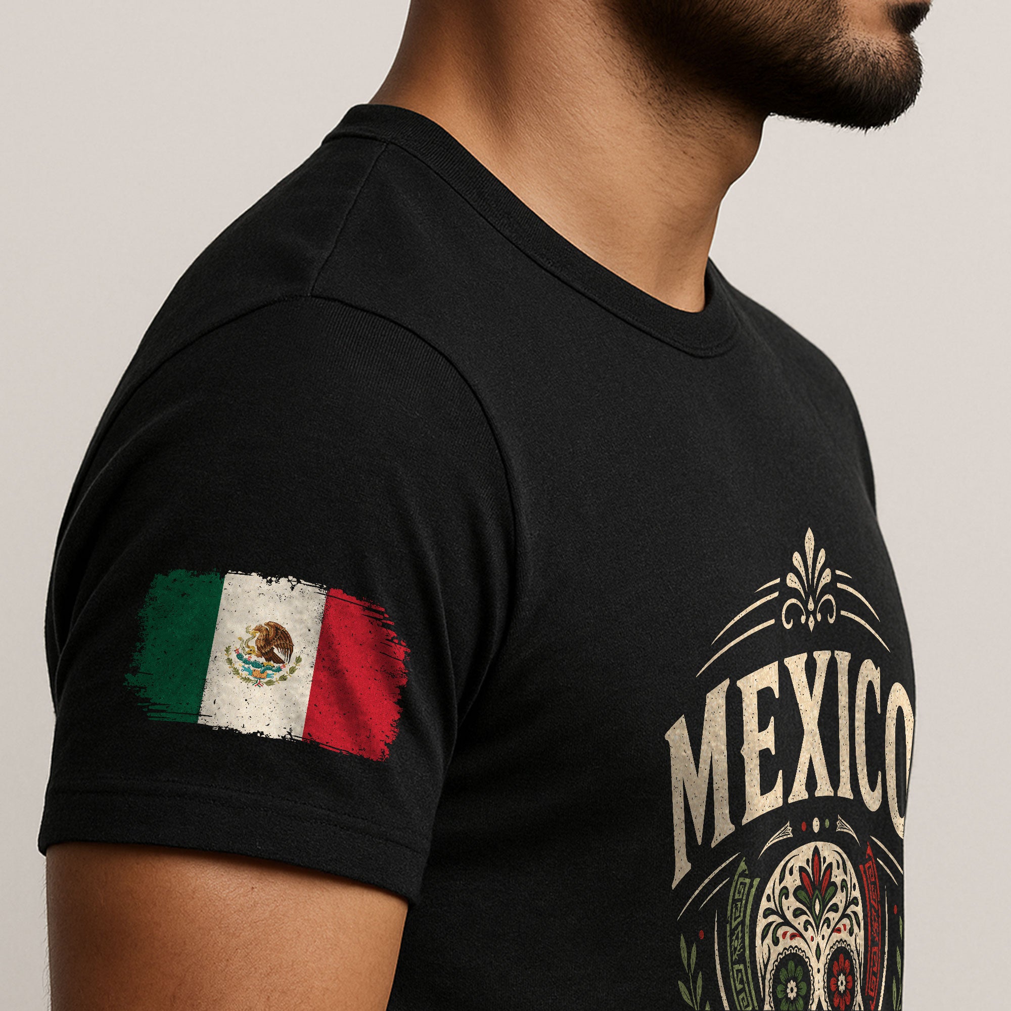 Mexico Sugar Skull Graphic T-Shirt Cultural Day of the Dead Design Casual Cotton Apparel
