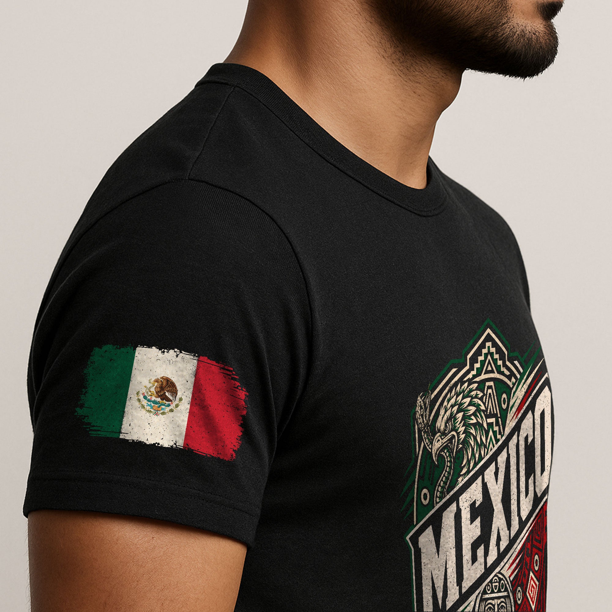 Mexico Aztec Eagle Graphic T-Shirt Cultural Heritage Design Casual Cotton Short Sleeve Tee