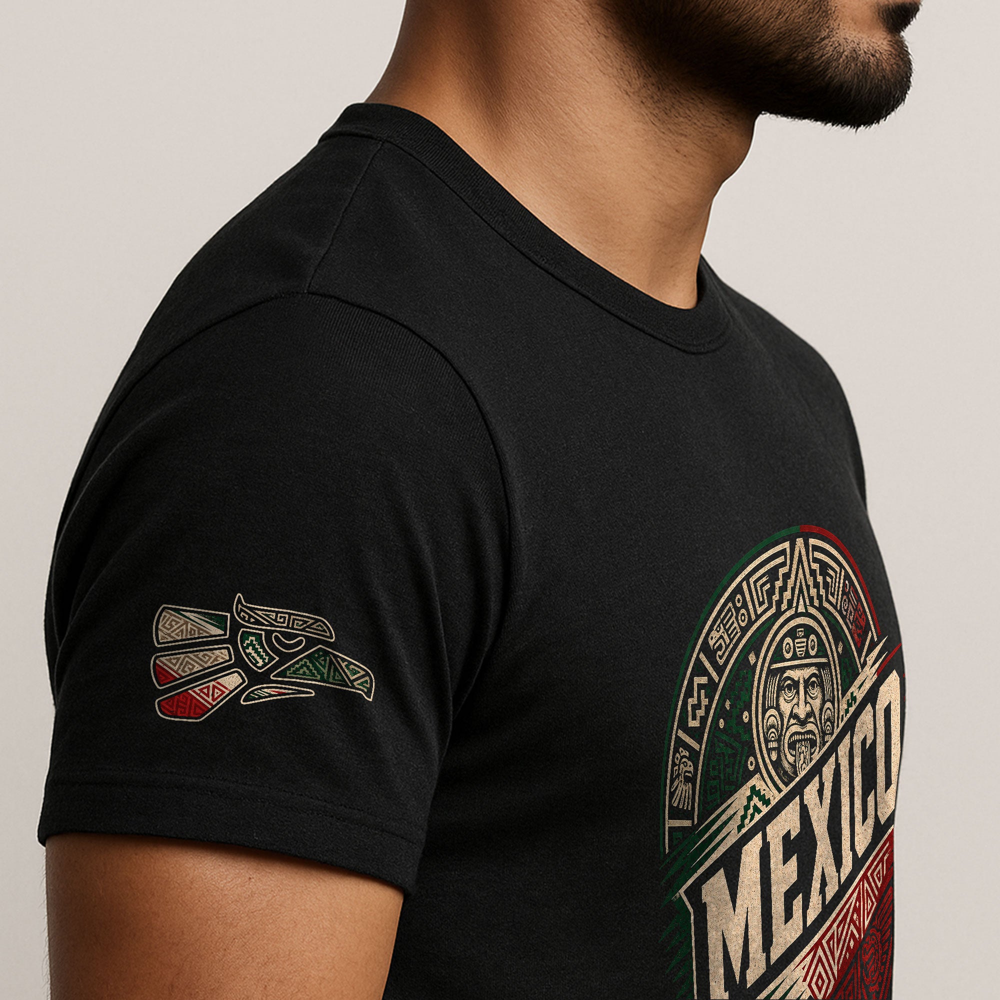 Mexico Ancient Culture Graphic T-Shirt Aztec Inspired Design Casual Cotton Short Sleeve Tee