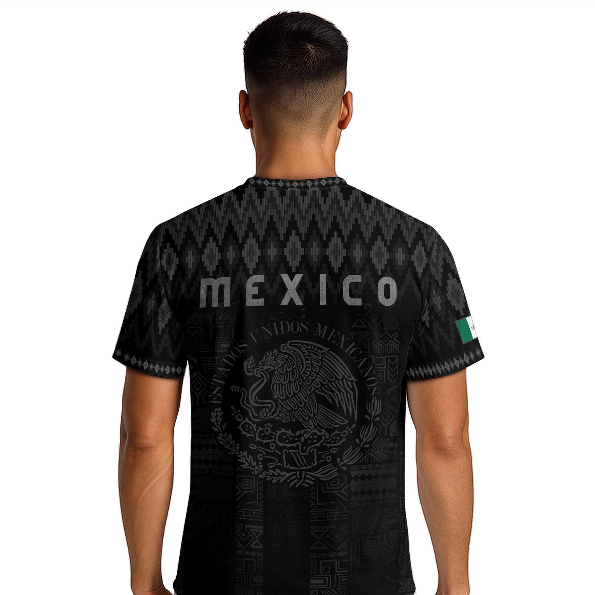 Mexico Heritage Orgullo Mexicano Black Silver Traditional Pattern Eagle Soccer Jersey