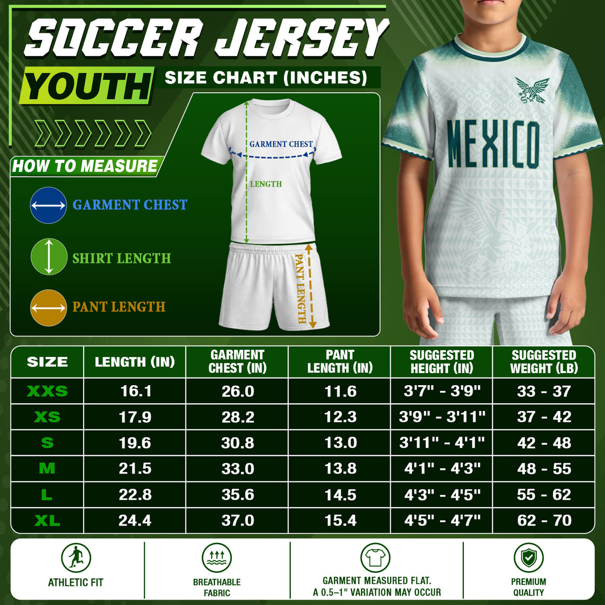 Mexico Soccer Jersey Kids Aztec Eagle Pattern White Youth Football Shirt Fan Sportswear