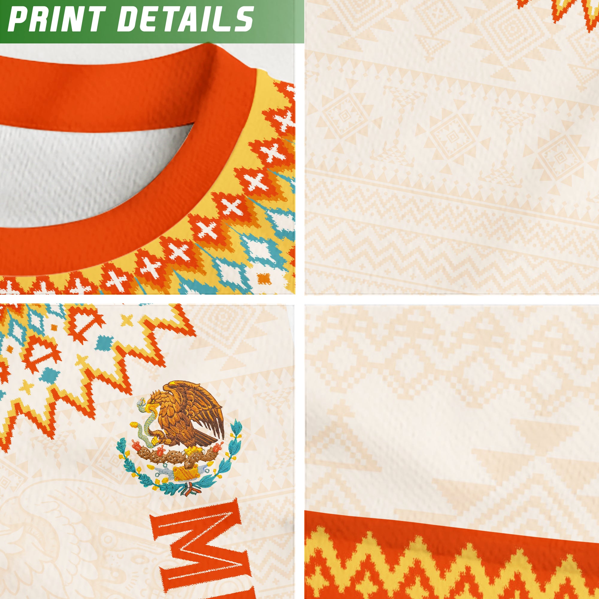 Mexico Heritage Soccer Jersey, Aztec Pattern Mexican Roots Design Jersey For Men