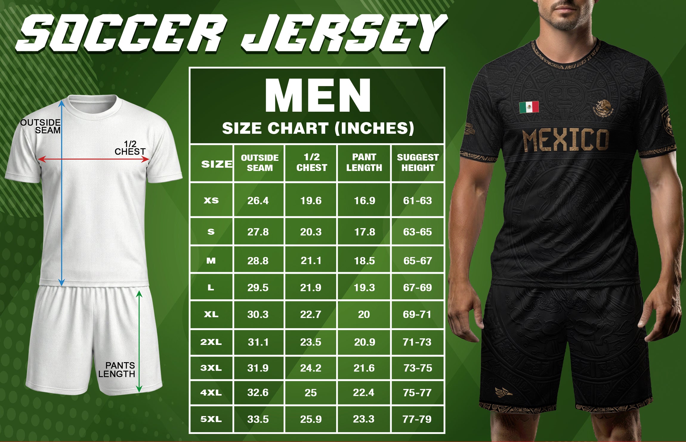 Camiseta de fútbol premium con emblema de águila azteca verde y dorado de México