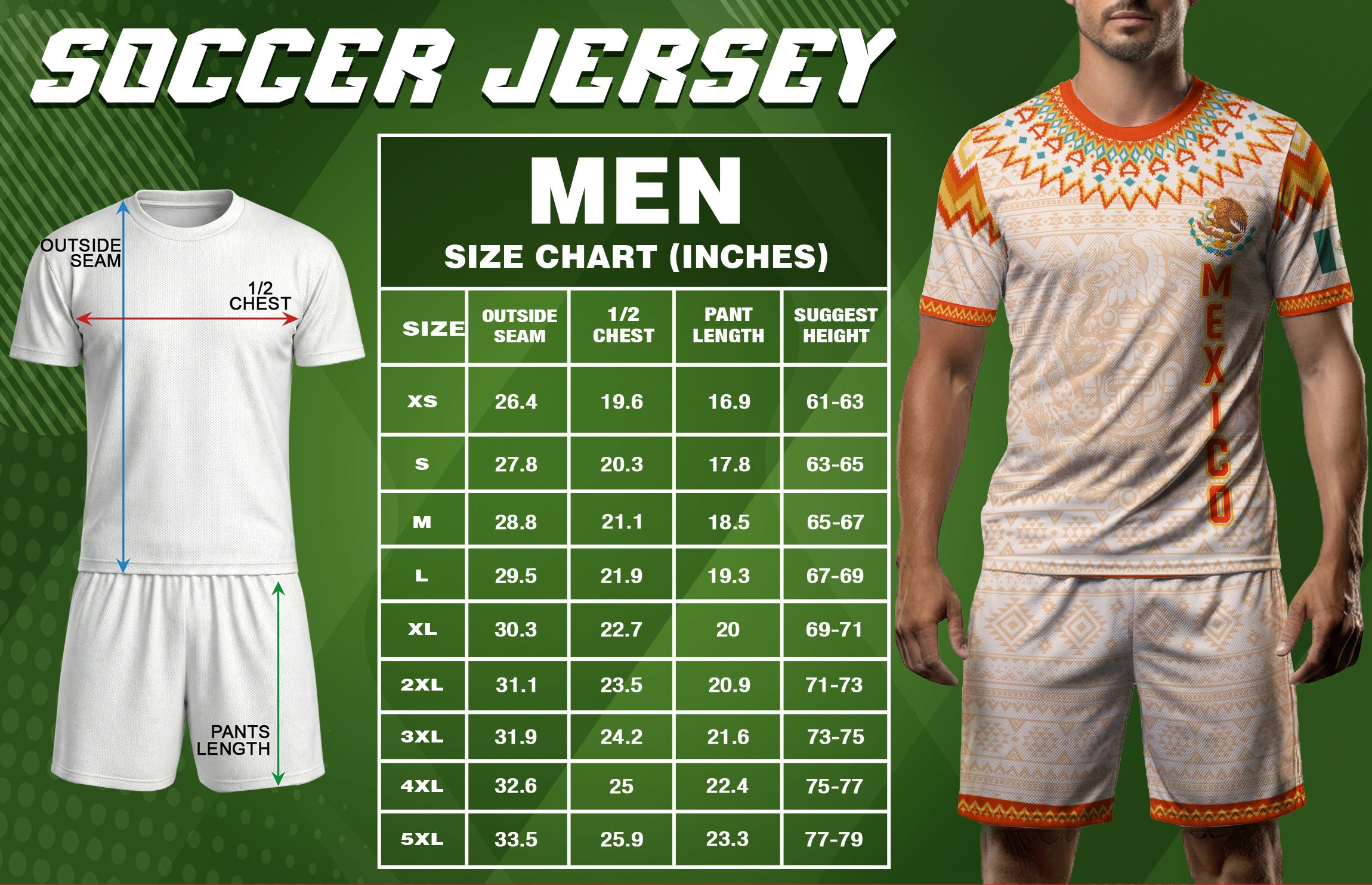 Mexico Heritage Soccer Jersey, Aztec Pattern Mexican Roots Design Jersey For Men