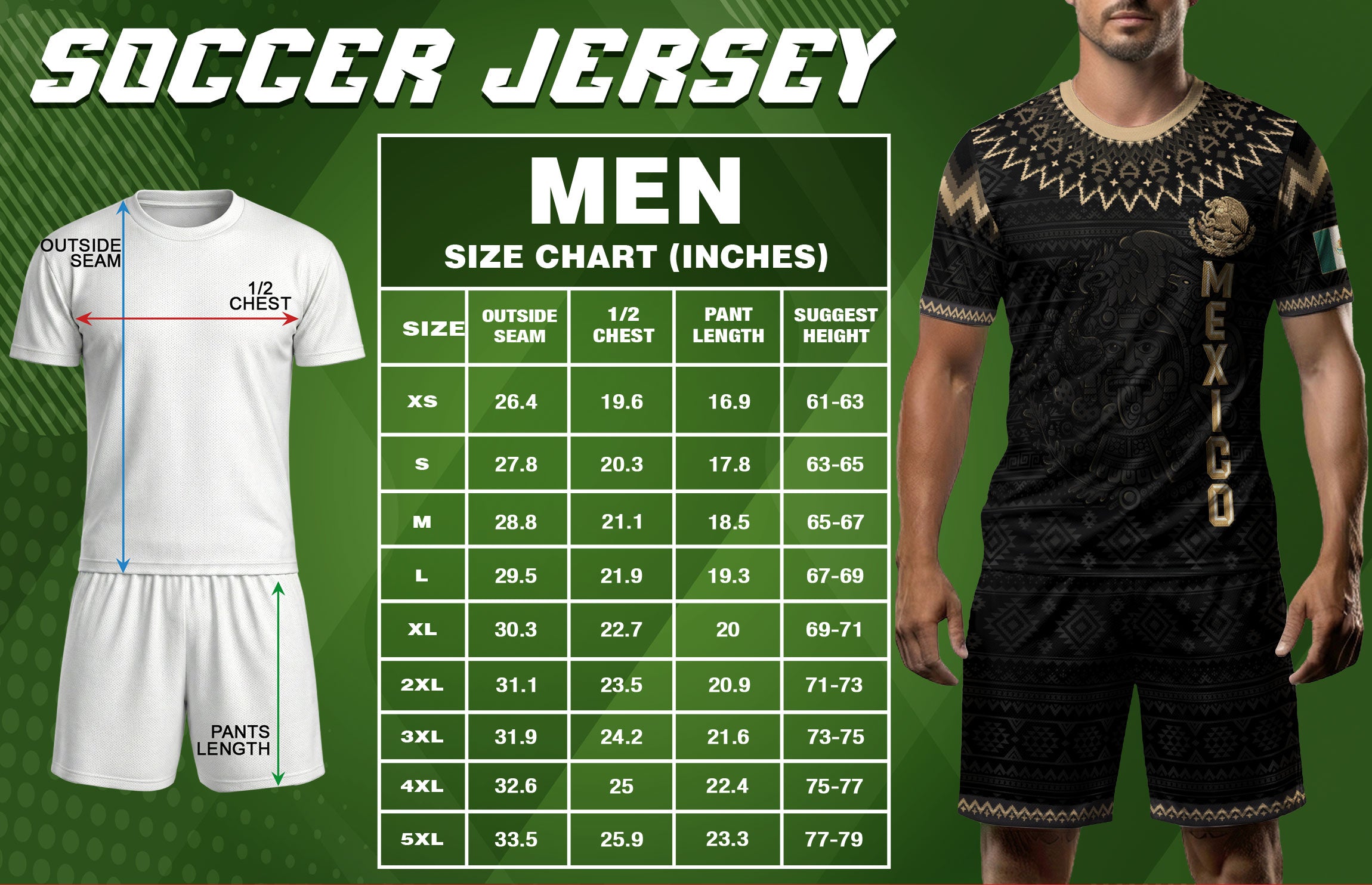 Mexico Heritage Soccer Jersey, Black Gold Aztec Pattern Design Jersey For Men