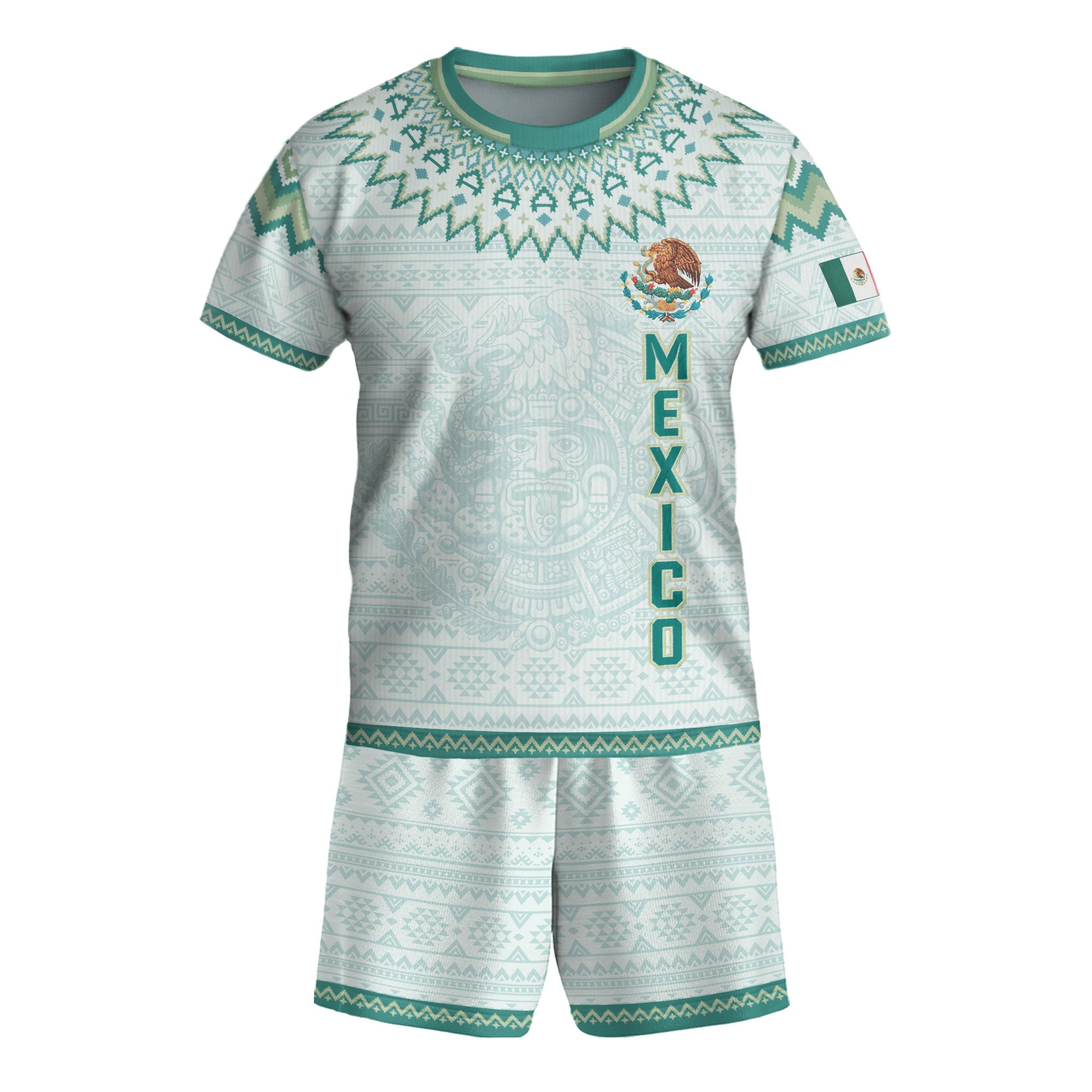 Camiseta de fútbol juvenil con estampado vertical del Águila Dorada Negra de México