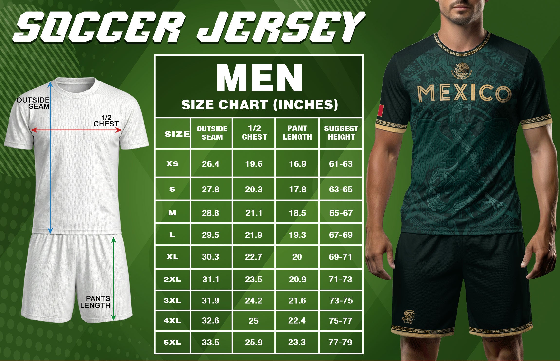 Camiseta de fútbol premium con emblema de águila azteca verde y dorado de México