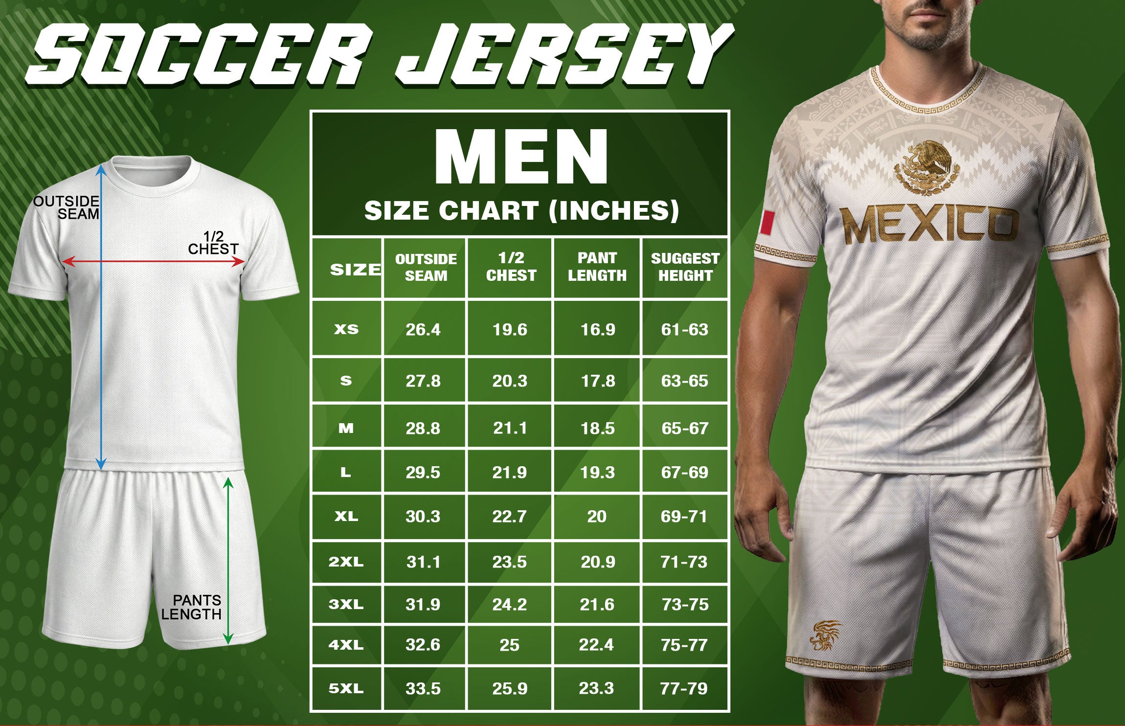 Camiseta de fútbol premium con emblema de águila azteca verde y dorado de México