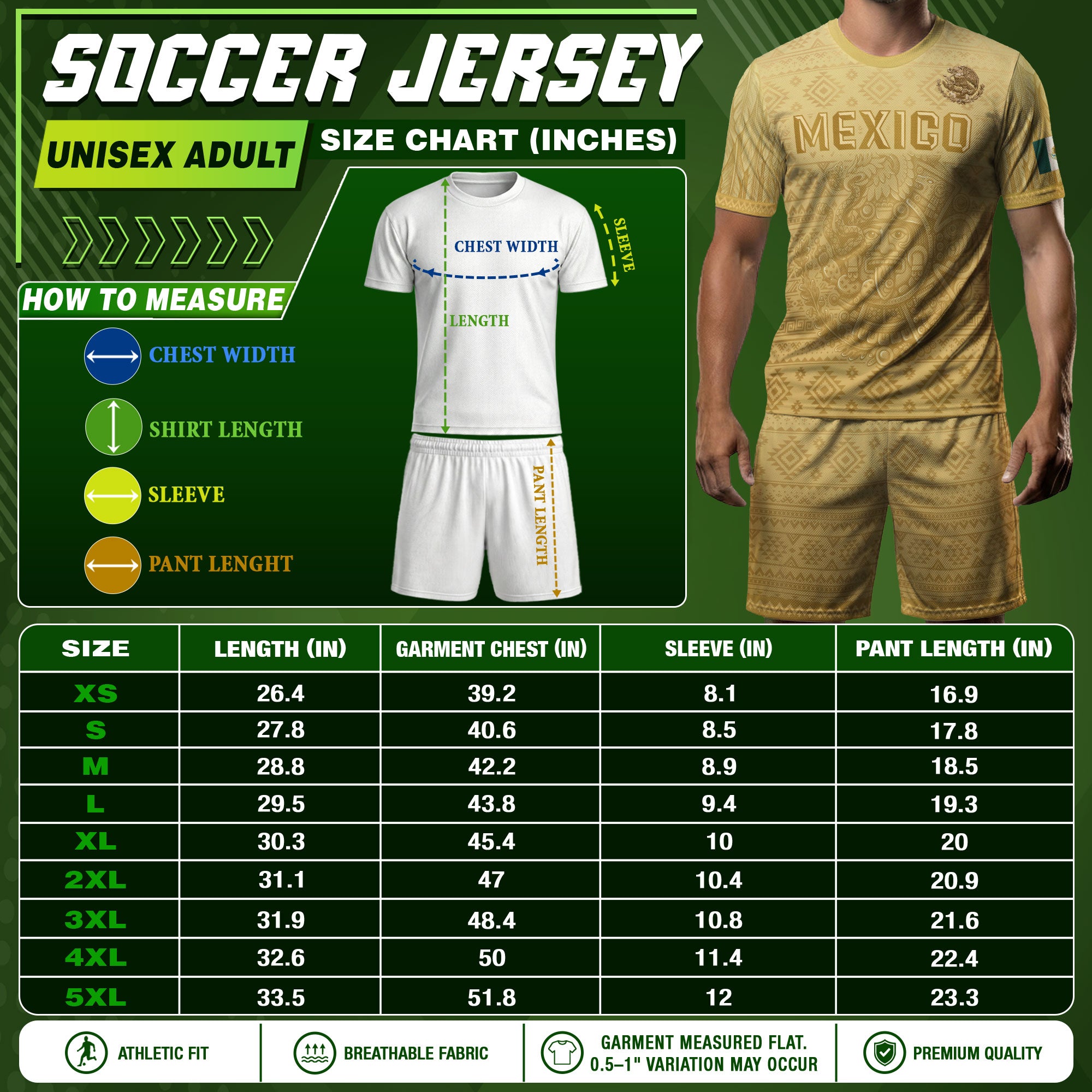 Mexico Heritage Soccer Jersey, Yellow Gold Aztec Calendar Design Sports Jersey for Men