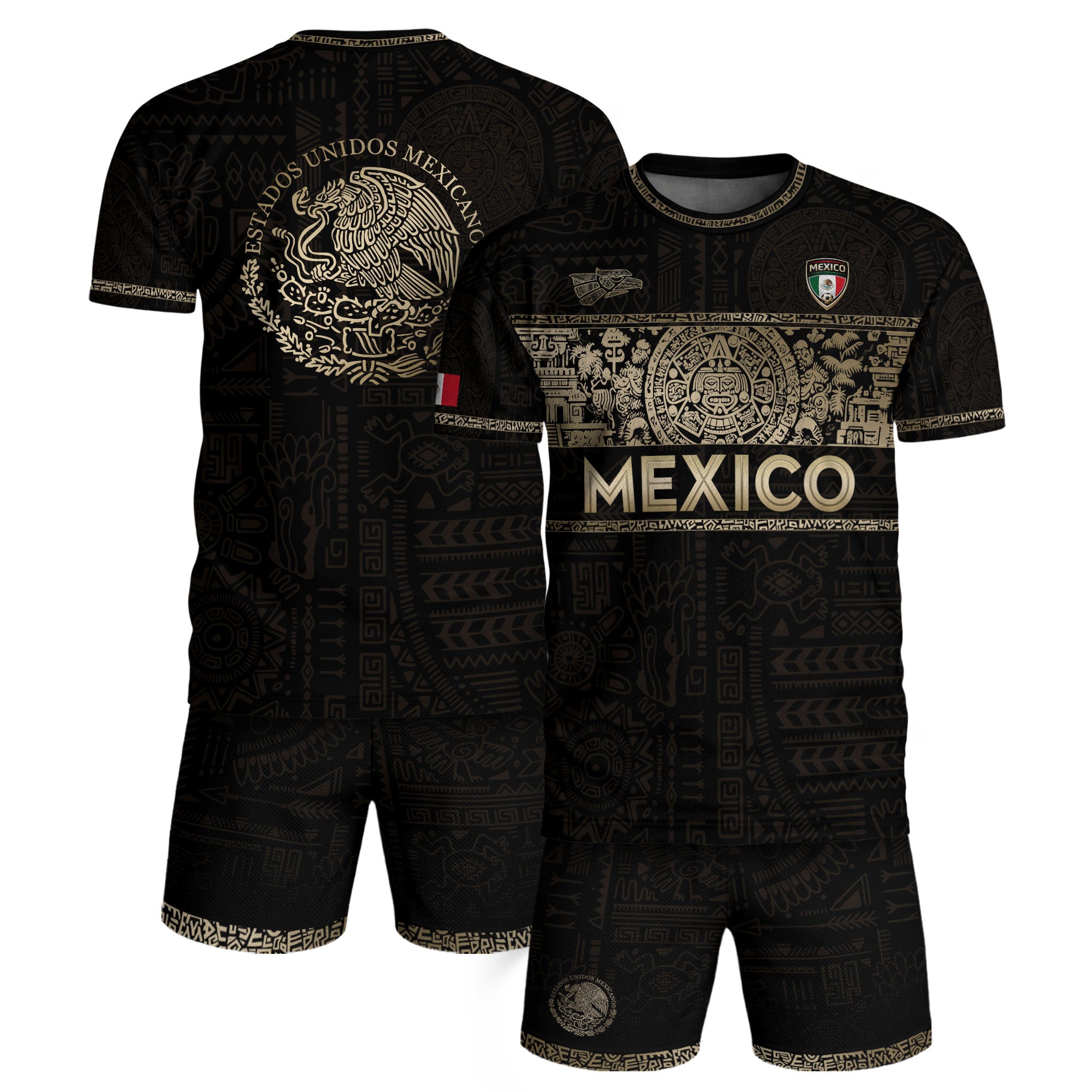 Mexico National Pride Soccer Jersey Black Gold, Cultural Identity Collection