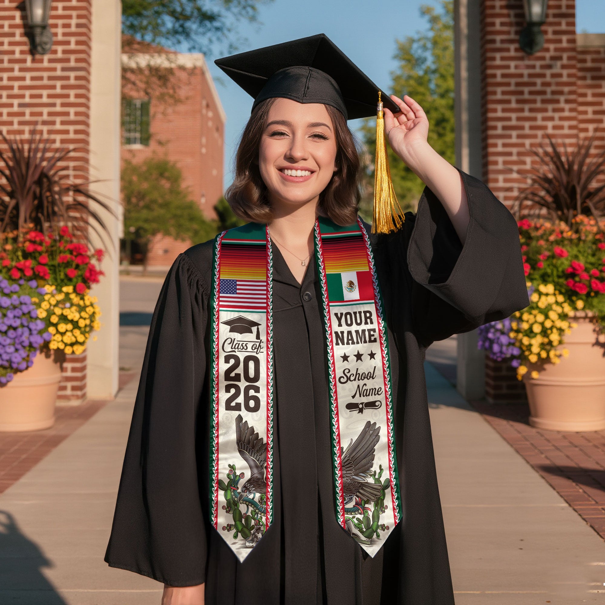 Mexican Graduate Sash 2026, Custom Personalized Stole for Graduation