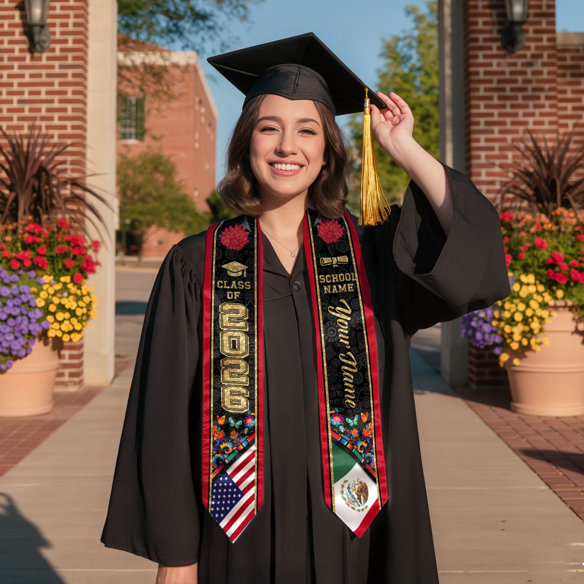 Mexican Sash 2026 Custom, Mexico Graduation Stole, Personalized Graduate Senior Stole