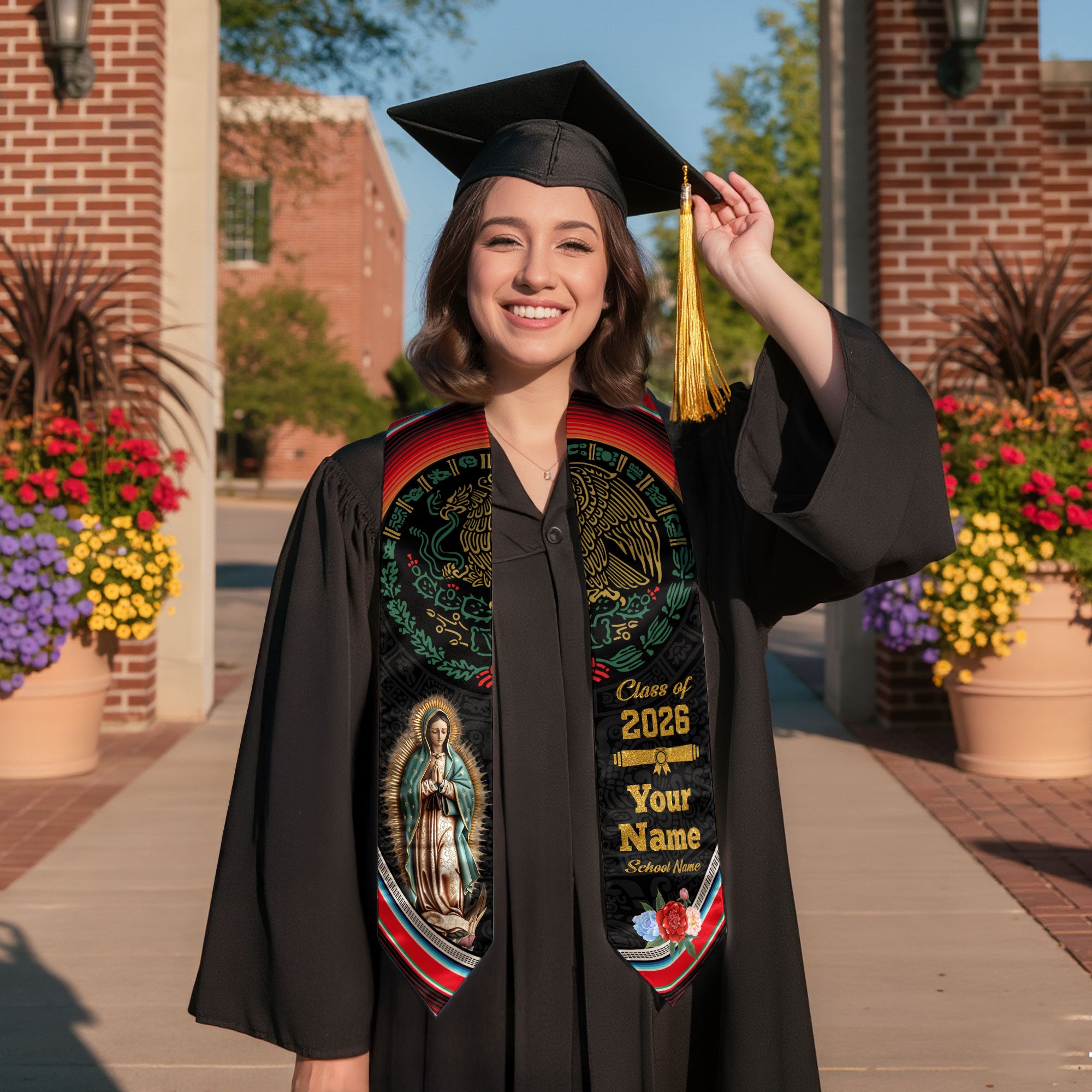 Personalized Mexican Graduation Stole 2026, Custom Mexico Sash for Graduate, Premium Mexican Stole for Graduation Day