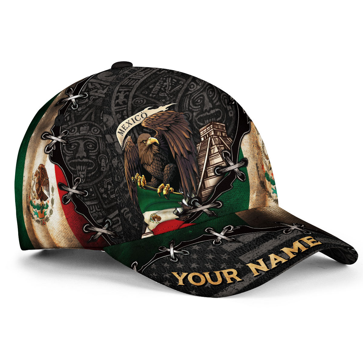 Custom Mexico Flag Eagle Aztec Map Heritage Pride Roots Design Hat