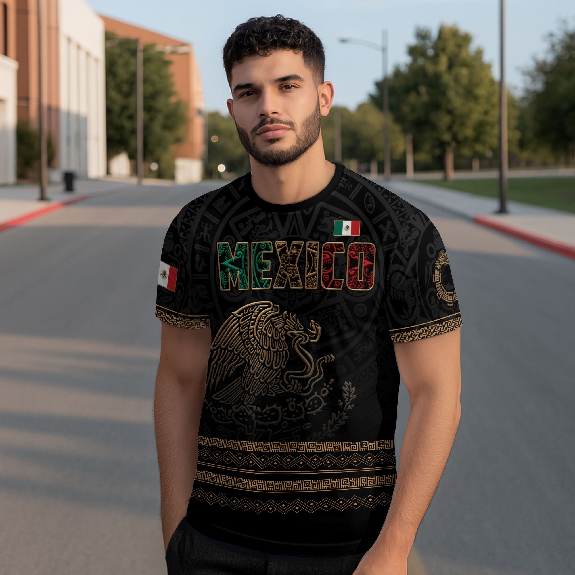 Mexico Aztec Eagle Gold Heritage Warrior Spirit Pride Legacy Shirt