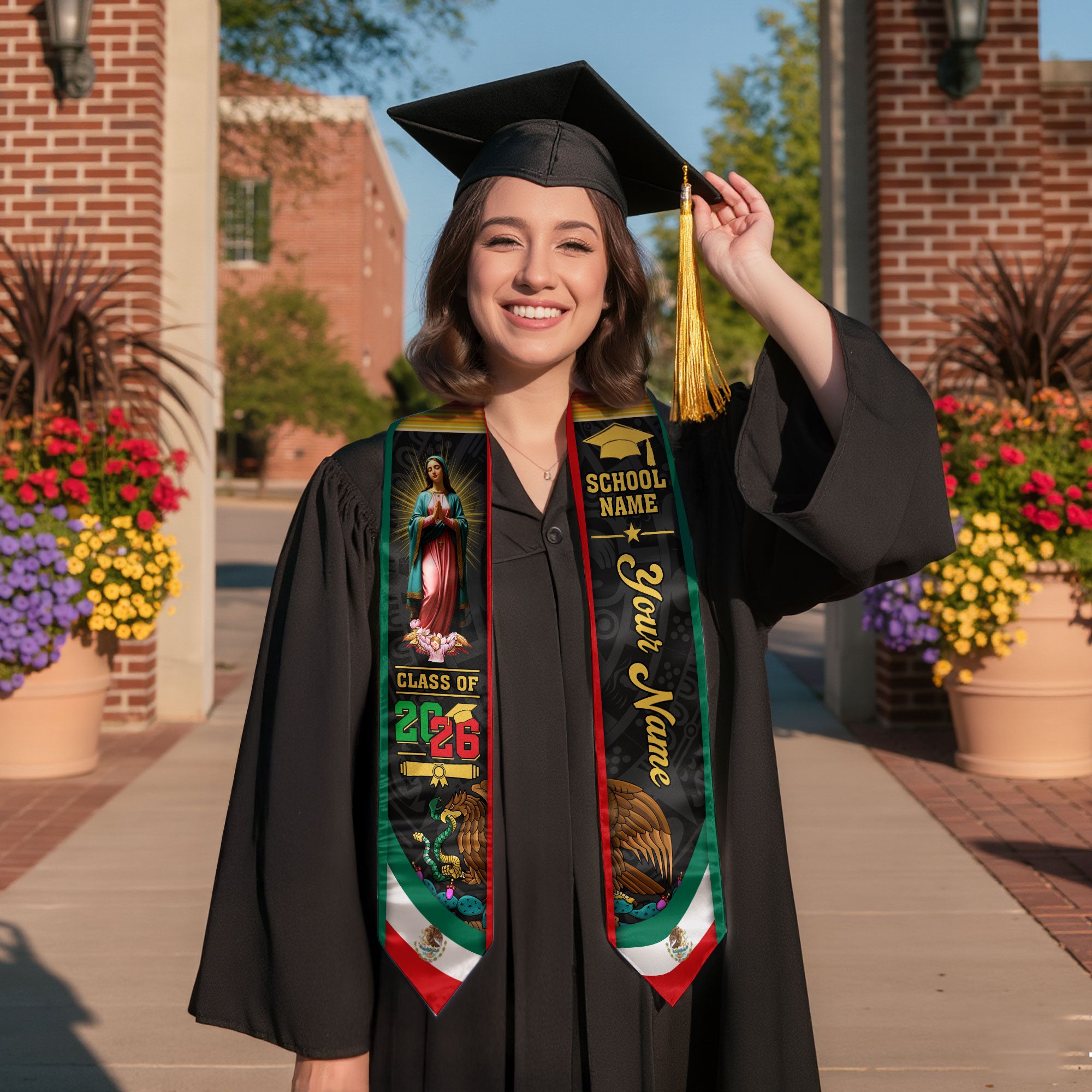 Mexico Mexican Aztec Stole 2026, Custom Graduation Sash for Distinguished Graduate