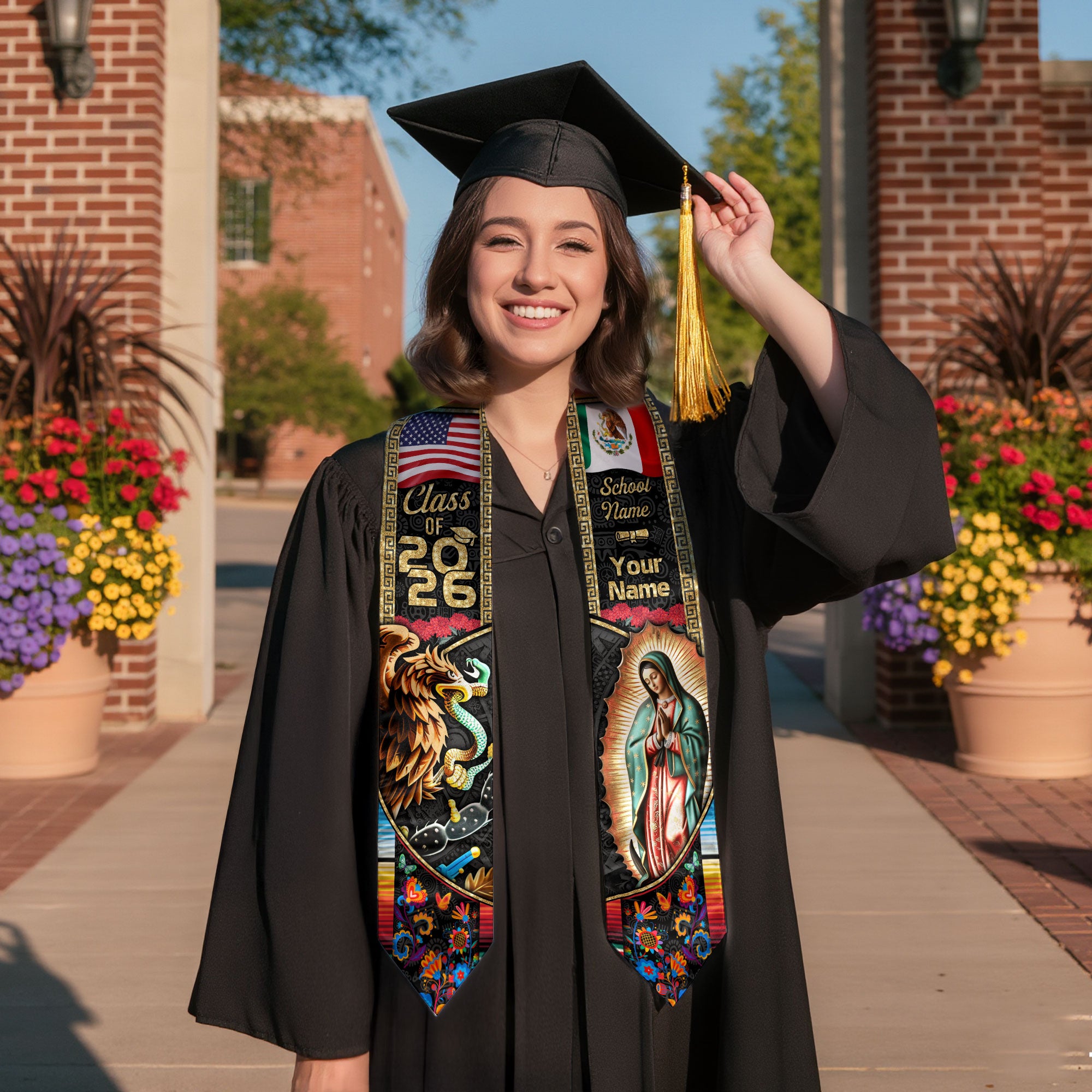 Custom Mexican Sash 2026 for Graduation, Personalized Mexico Stole for Graduate
