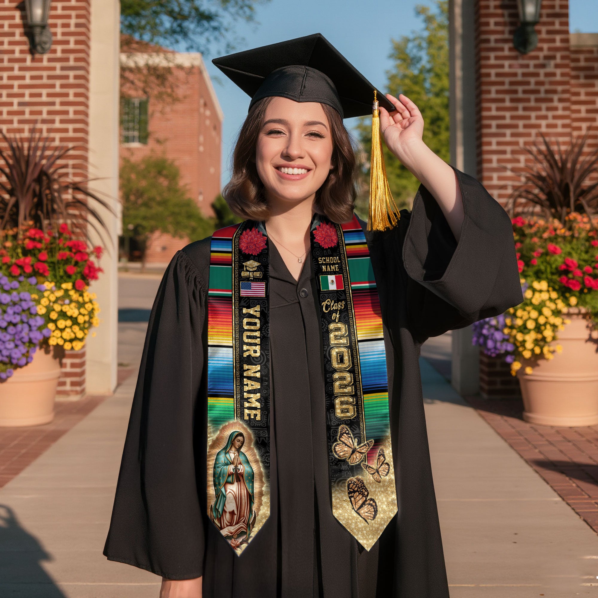 Mexico Personalized Sash 2026 for Graduate, Custom Mexican Graduation Stole