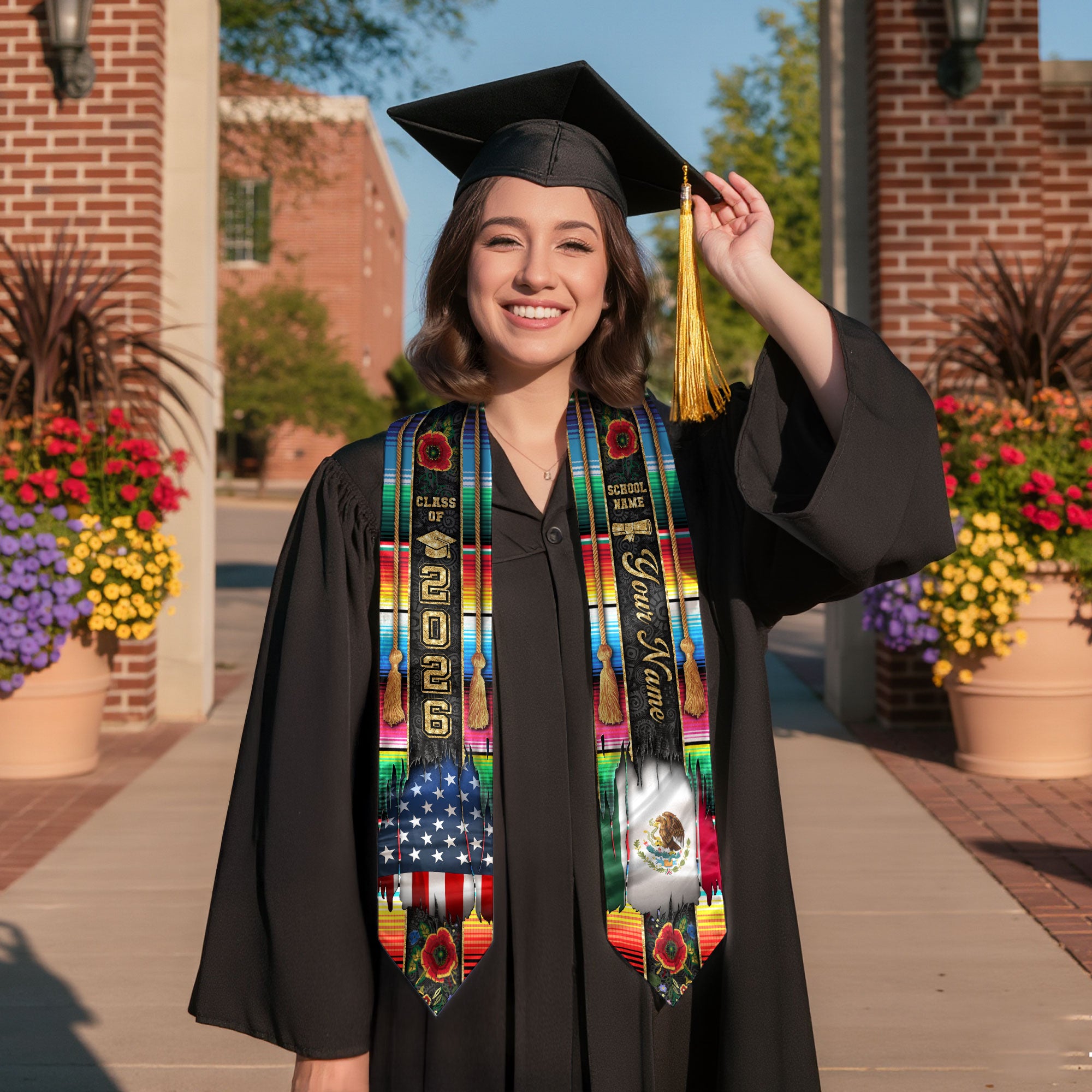 Custom Mexican Sash Mexico 2026, Graduation Stole for Senior Graduate