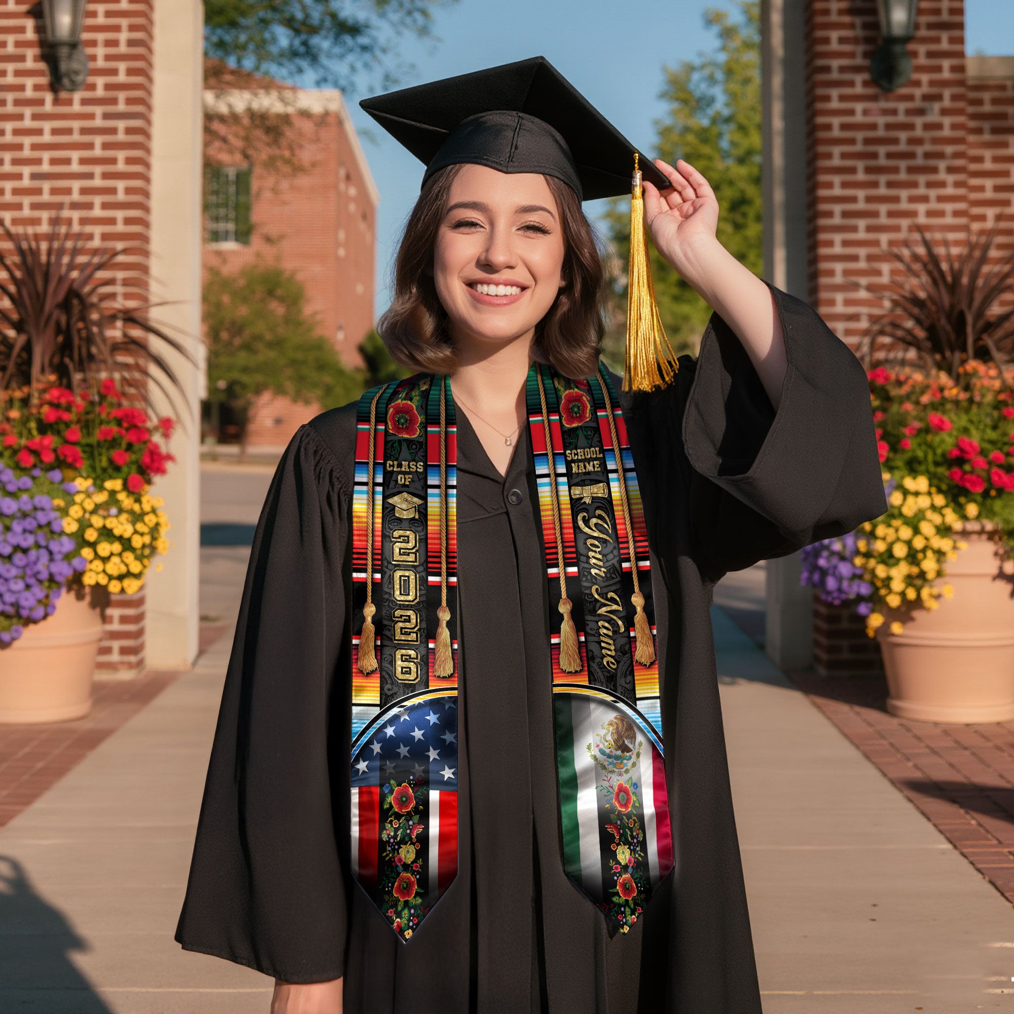 Personalized Mexico Graduation Stole 2026, Custom Mexican Sash for Class Graduate