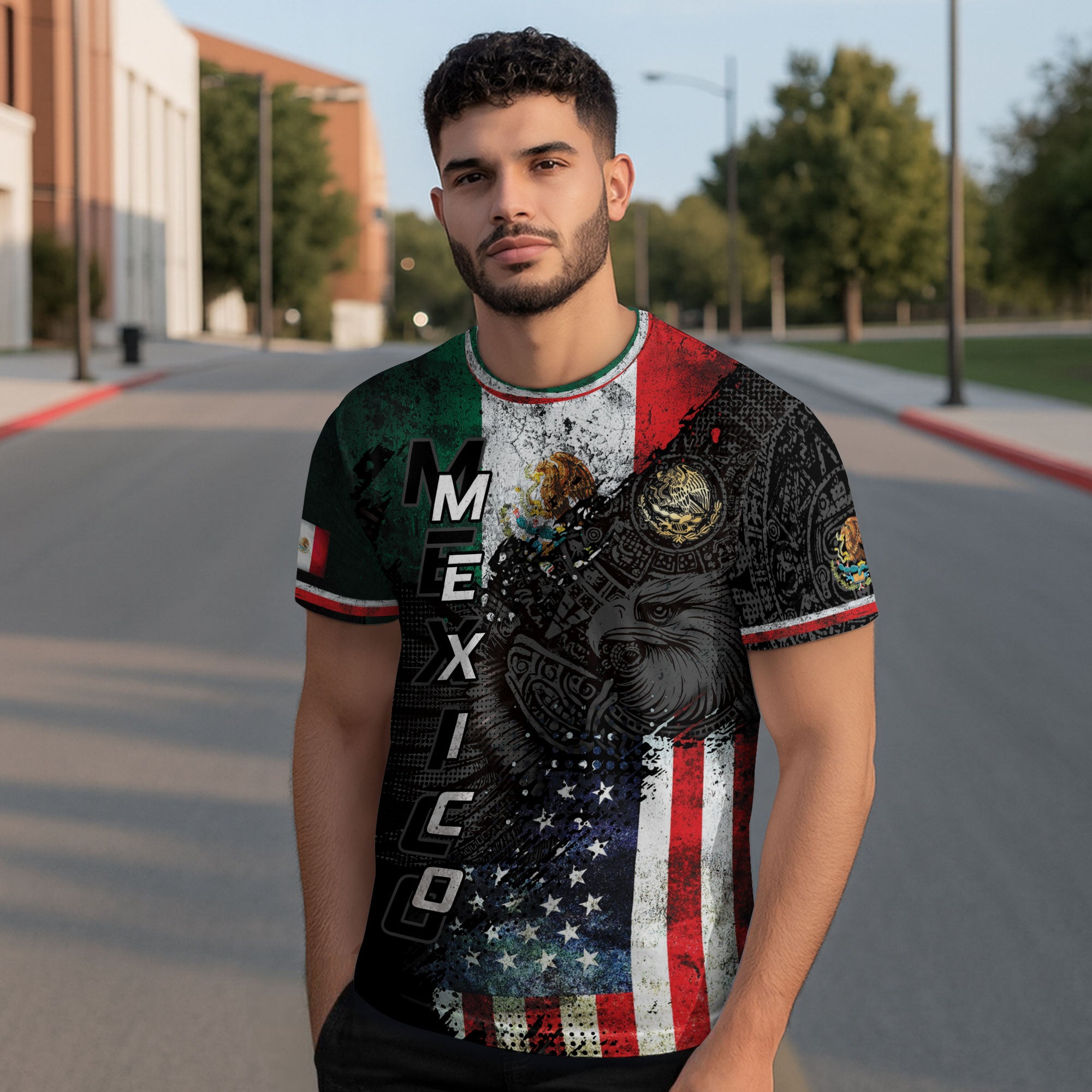 Mexico USA Flag Eagle Heritage Power Unity Identity Shirt