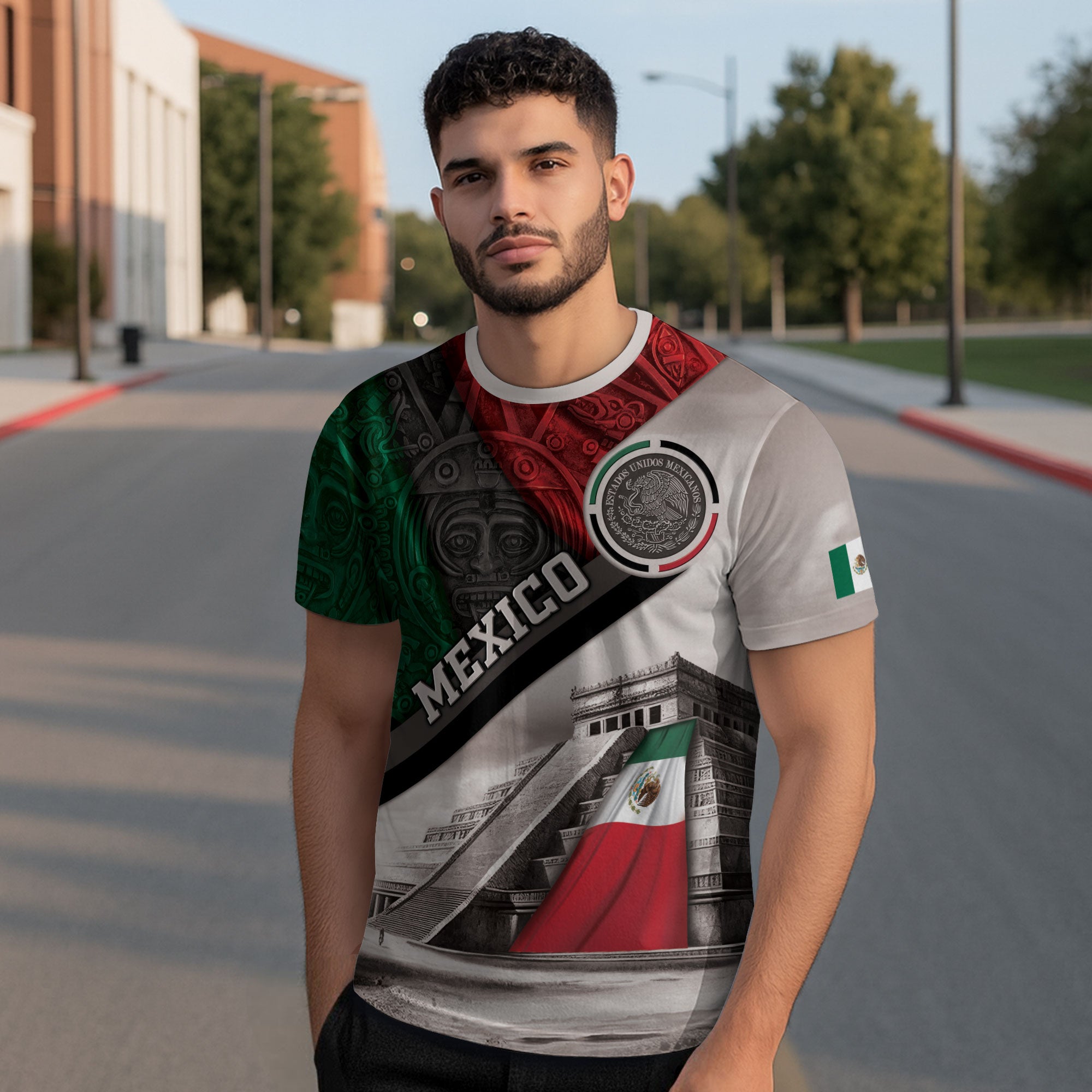Mexico Flag Pyramid Aztec Heritage Pride Warrior Spirit Legacy Shirt