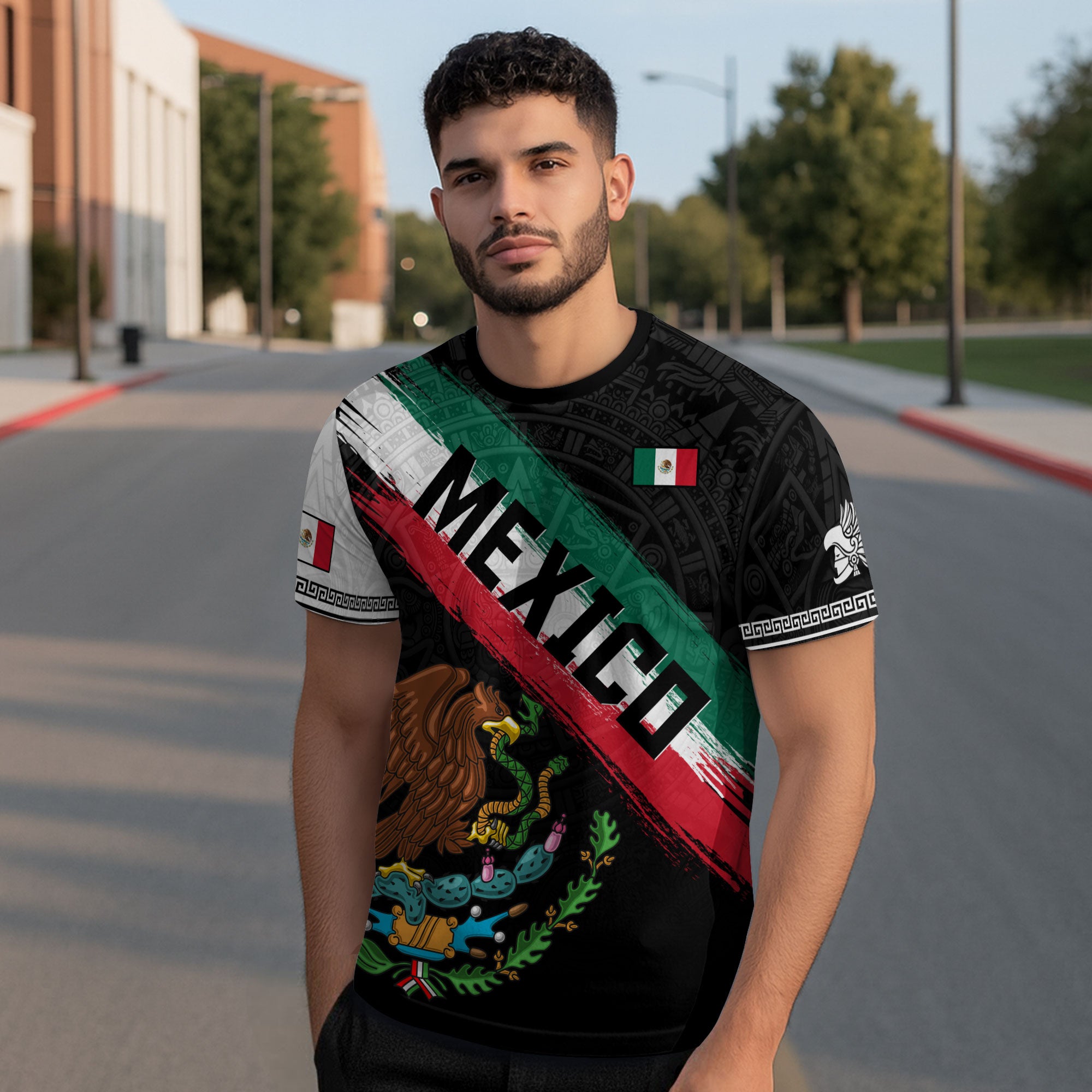 Mexico Flag Eagle Aztec Pyramid Heritage Pride Warrior Spirit Shirt