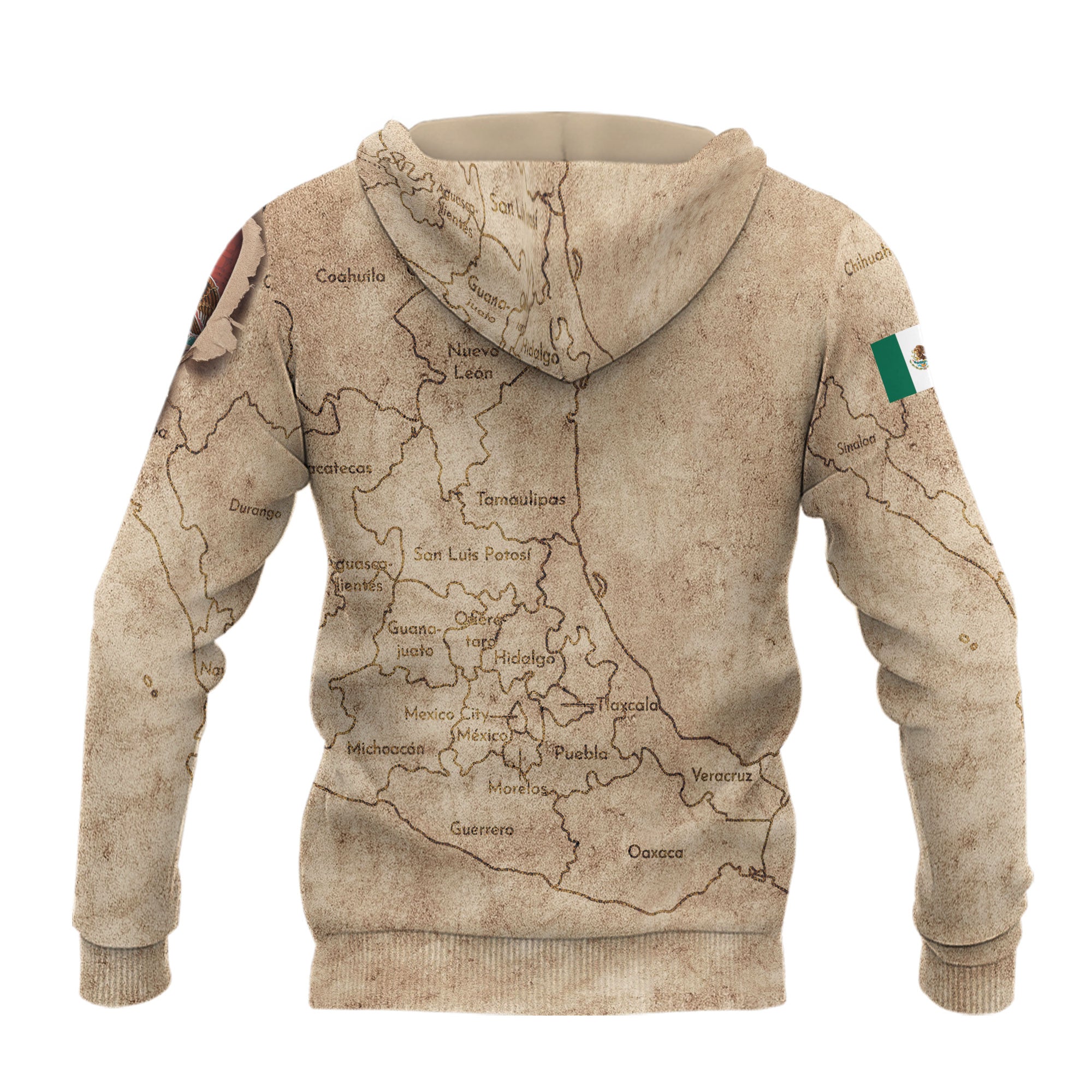 Mexico Vintage Map Flag Eagle Heritage Legacy Pride Culture Hoodie
