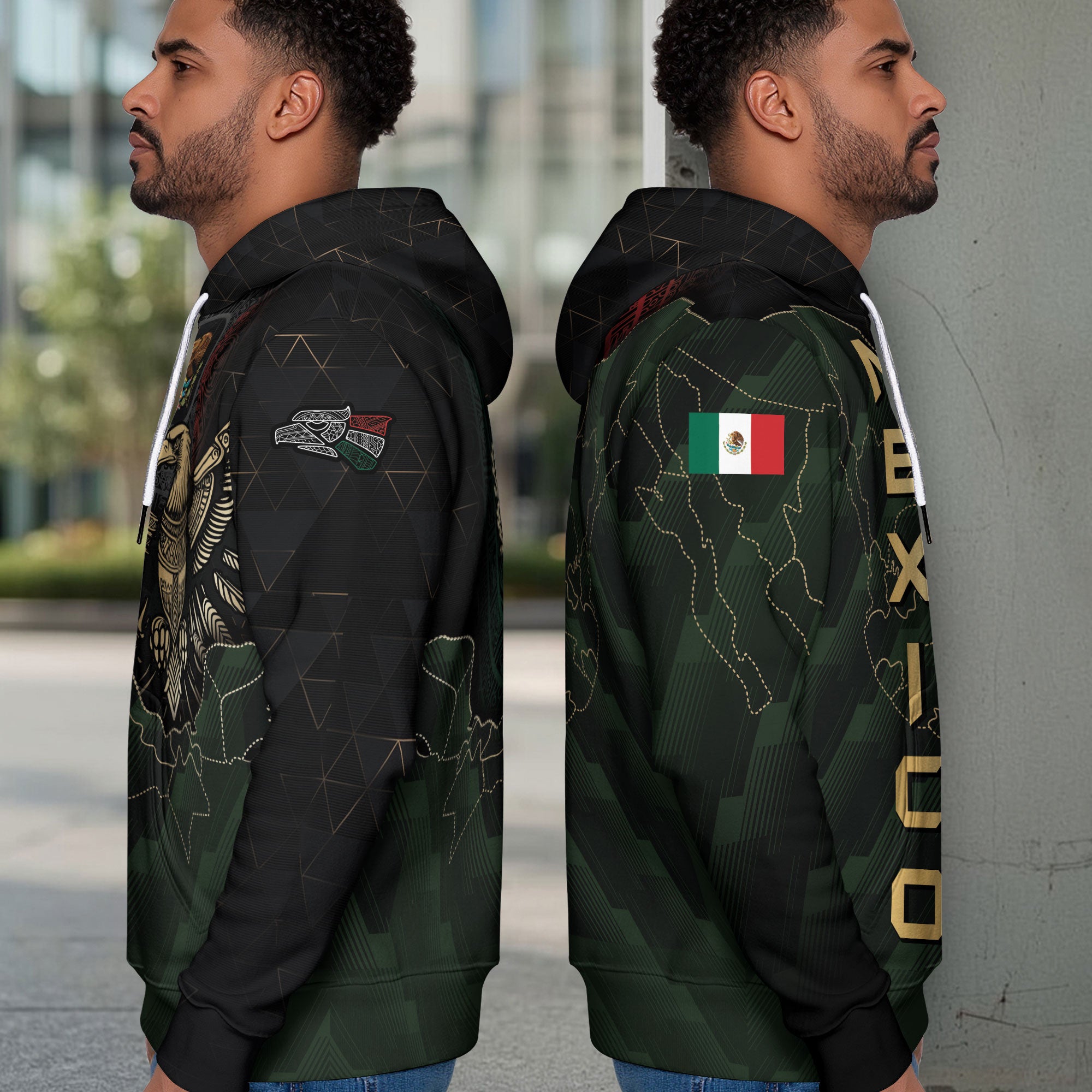 Mexico Eagle Emblem & Map Heritage Design Hoodie