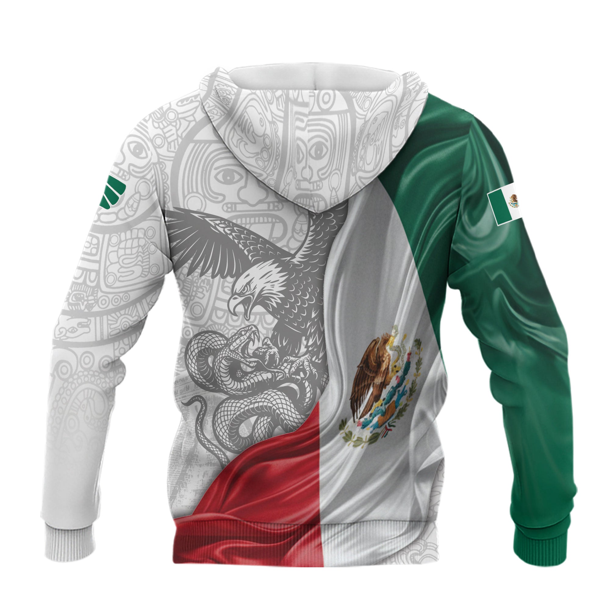 Mexico Flag Eagle Serpent Aztec Pattern Heritage National Pride Hoodie