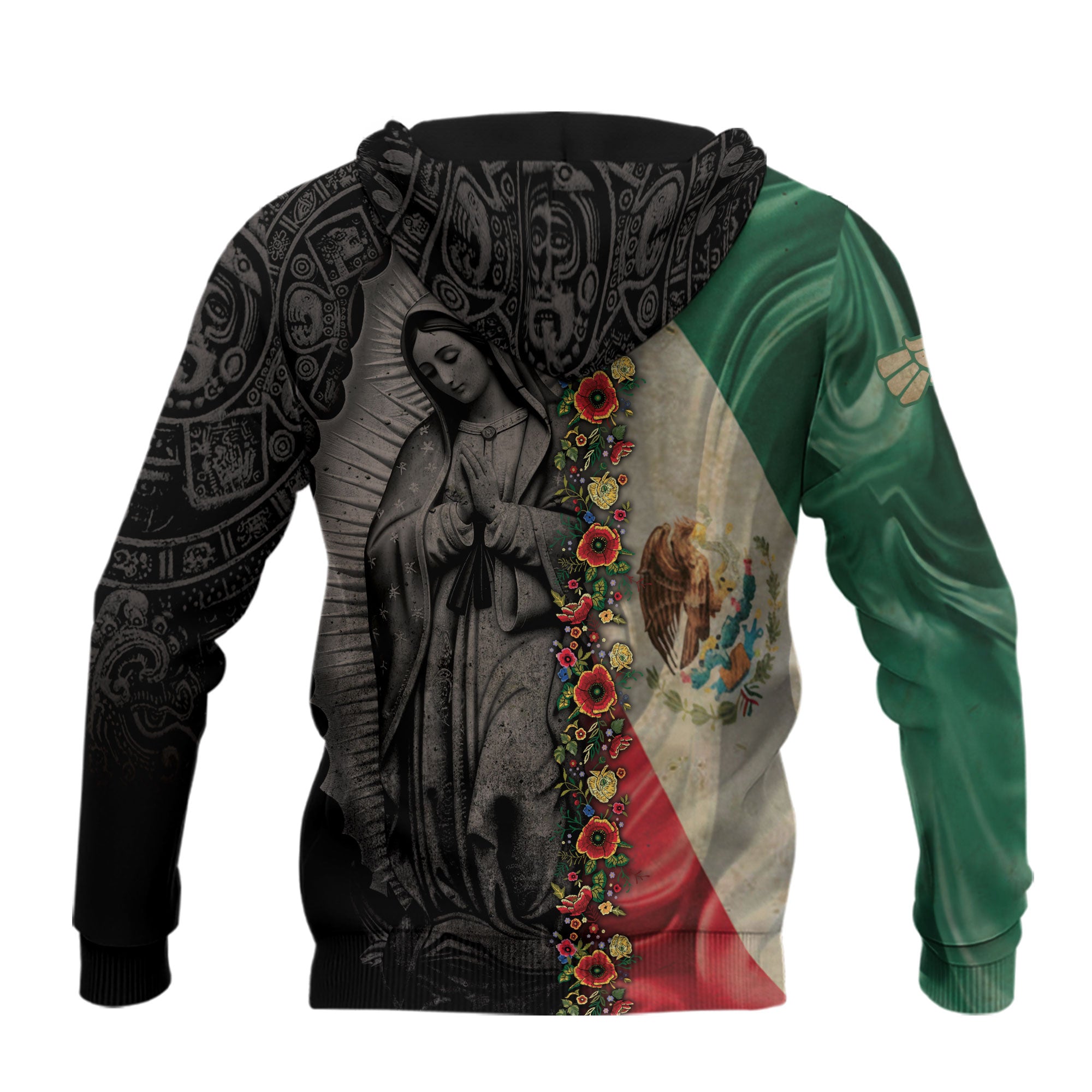 Mexico Flag Guadalupe Aztec Floral Heritage Legacy Cultural Pride Hoodie
