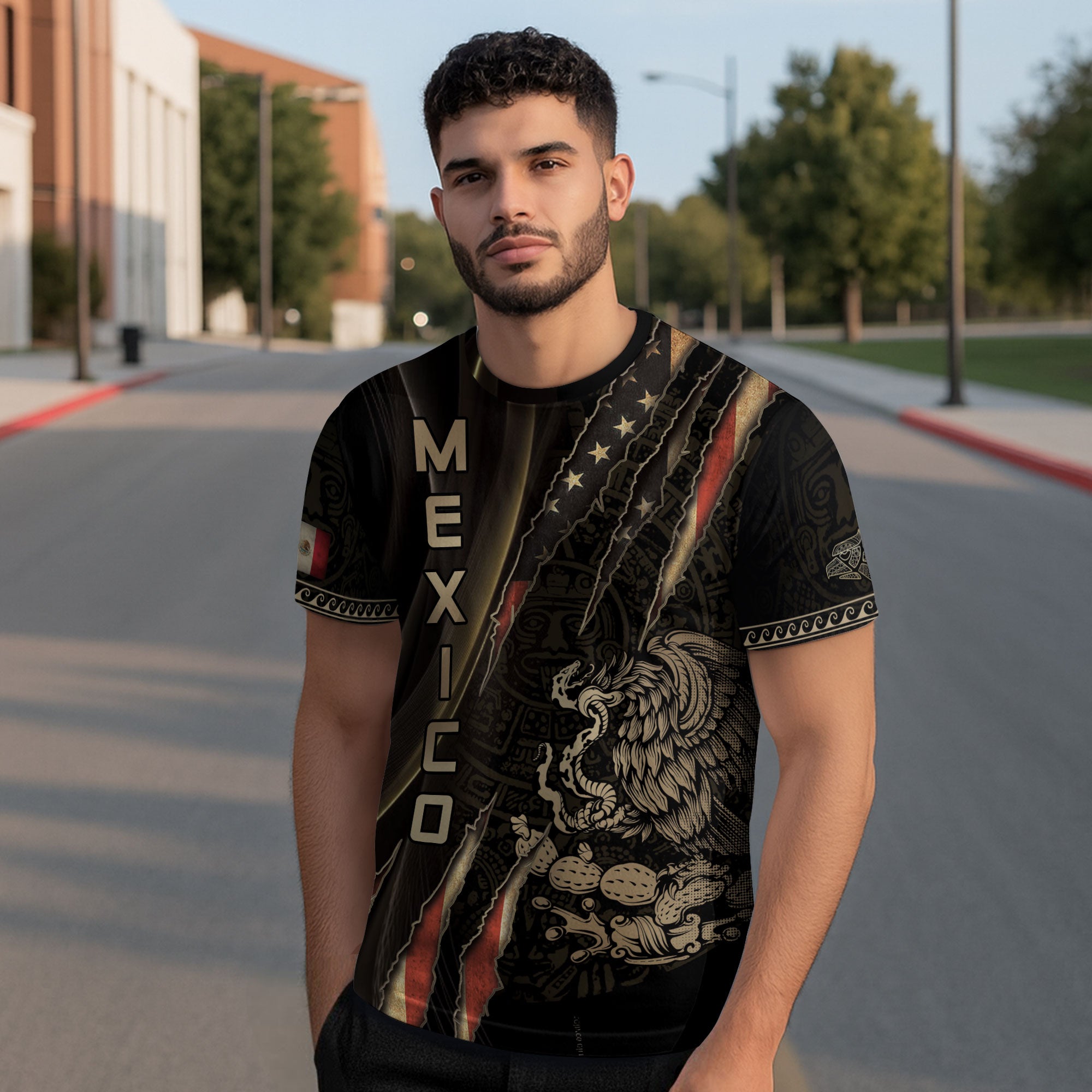 Mexico USA Flag Eagle Claw Aztec Heritage Warrior Shirt