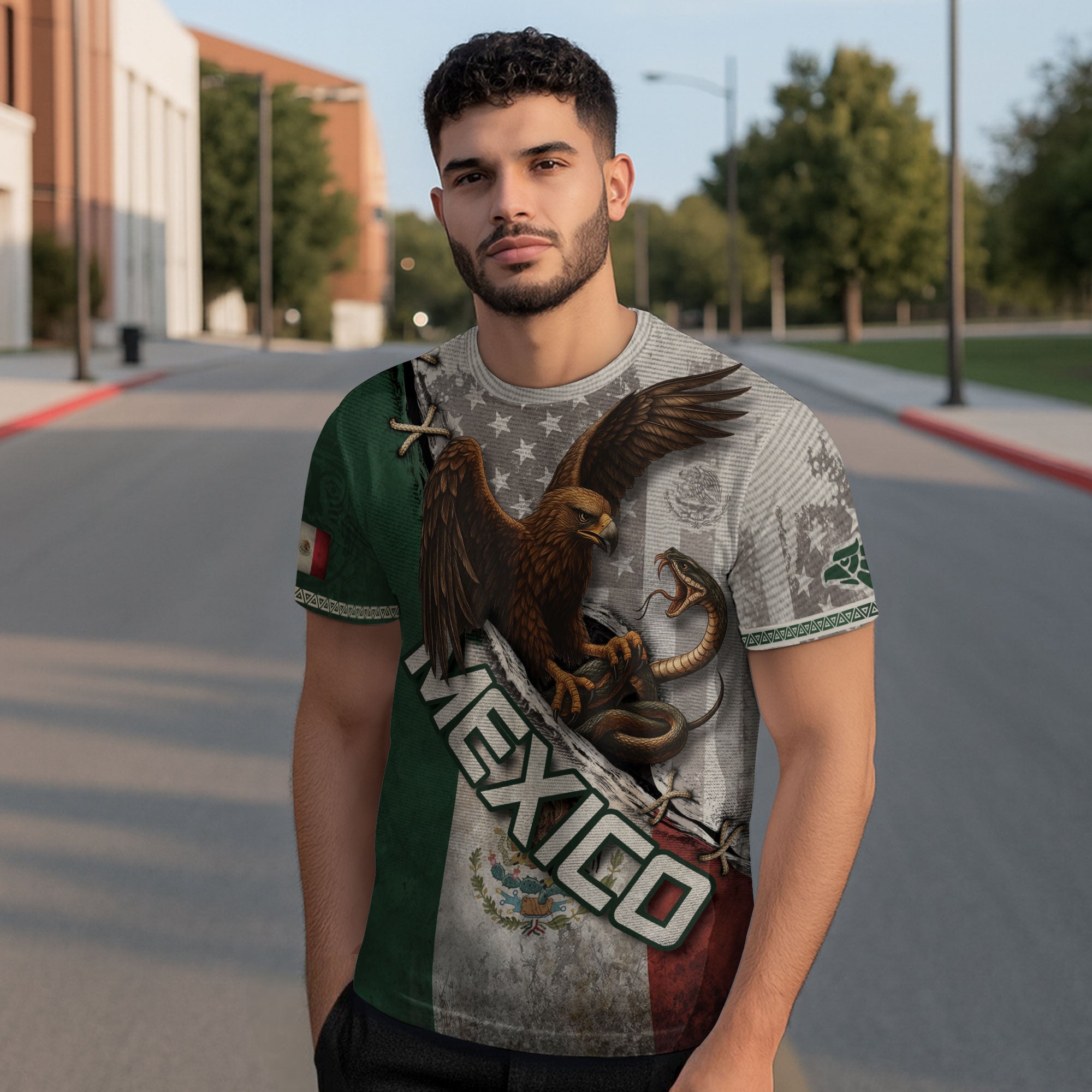 Mexican Eagle and Snake Heritage Flag Warrior Shirt