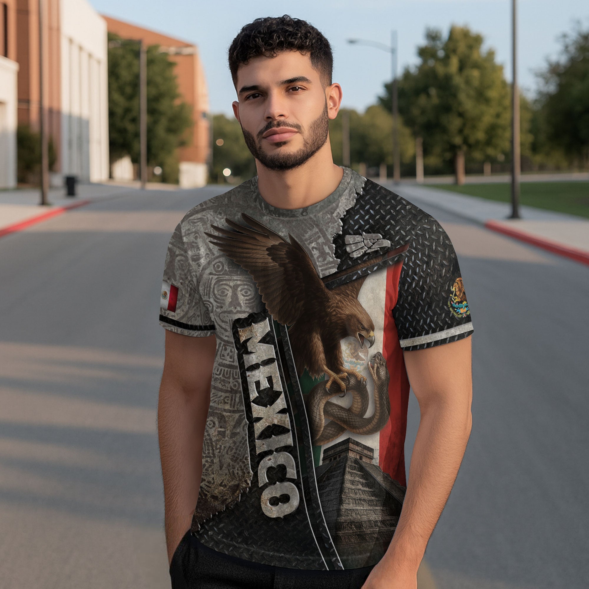 Mexican Eagle Serpent Aztec Pyramid Heritage Warrior Shirt