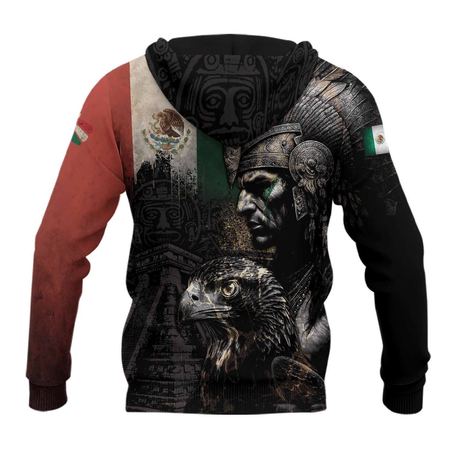 Mexico Flag Aztec Warrior Eagle Heritage Pride Legacy Cultural Power Hoodie
