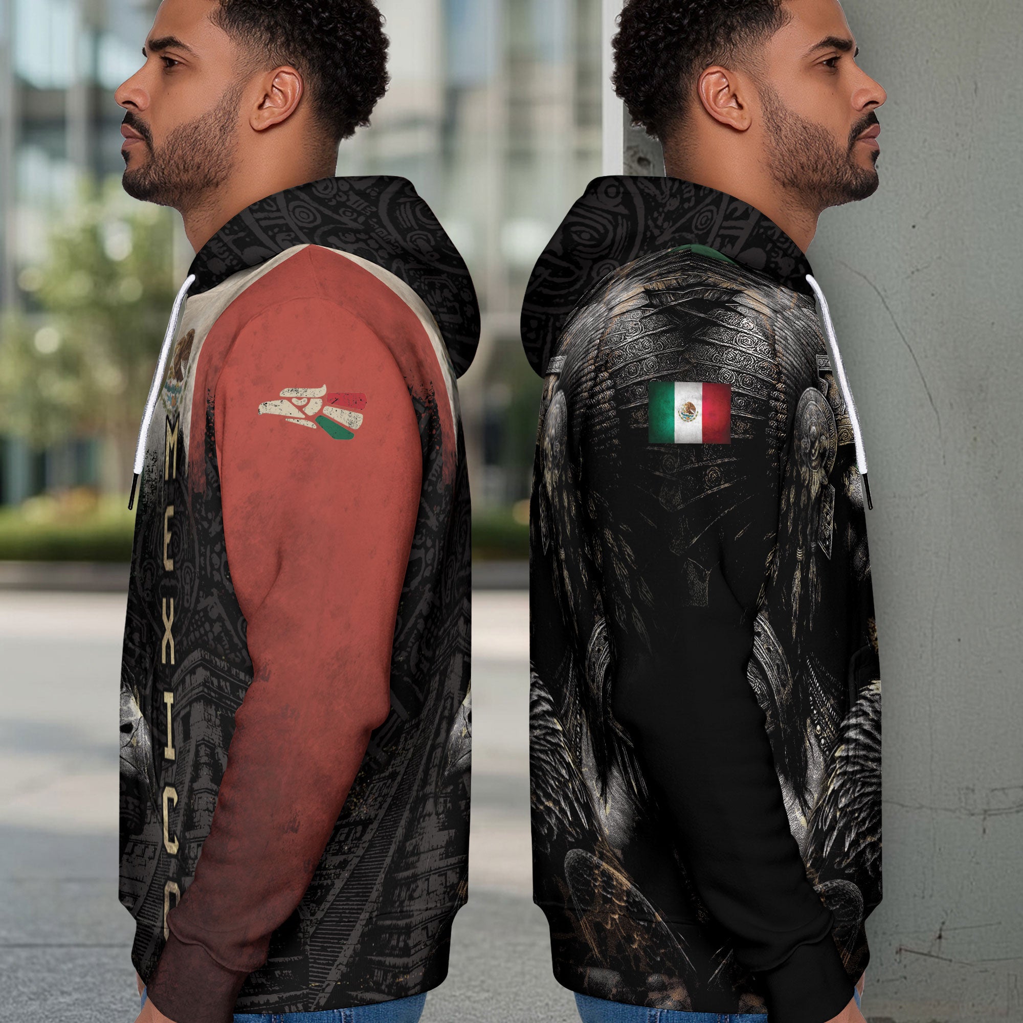 Mexico Flag Aztec Warrior Eagle Heritage Pride Legacy Cultural Power Hoodie