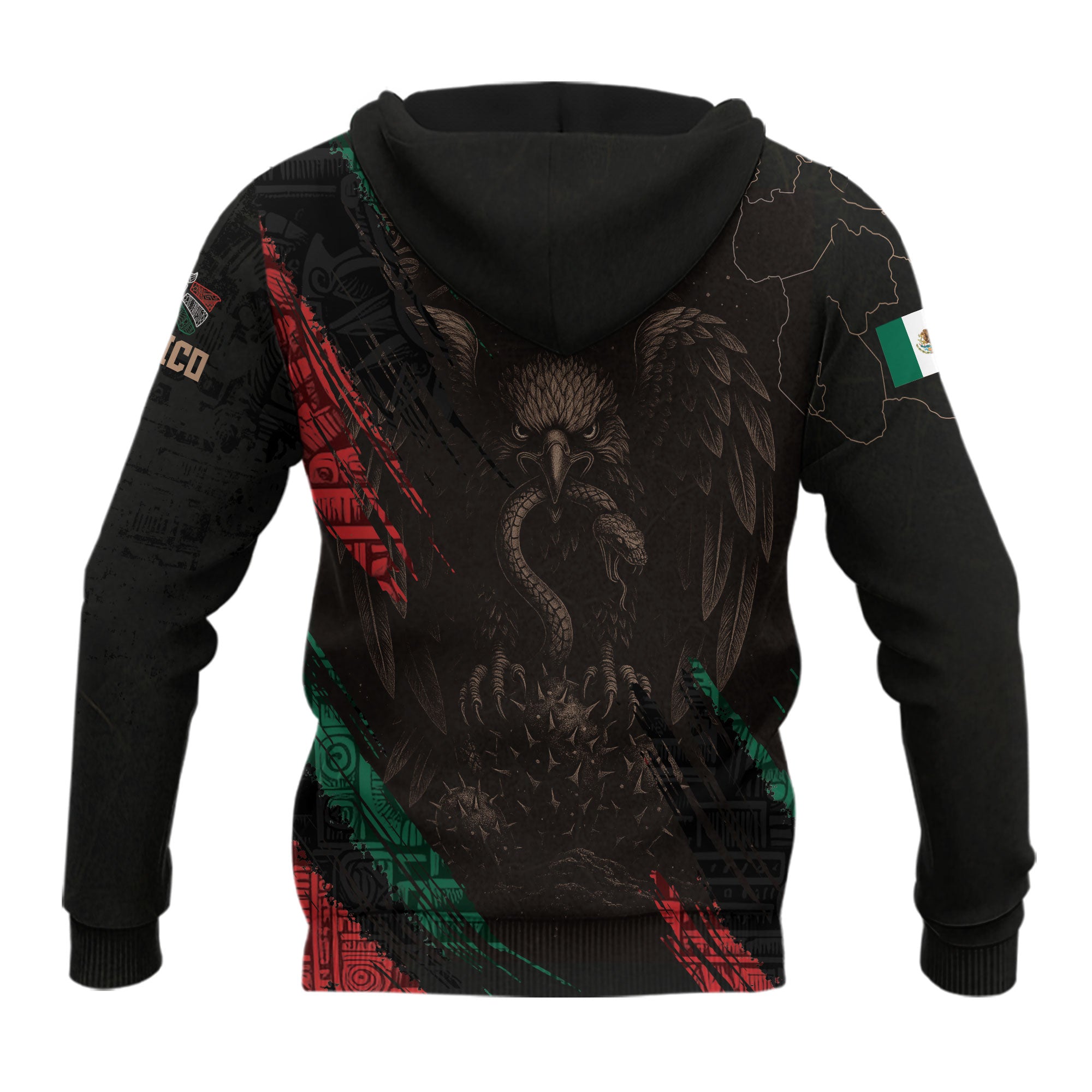 Mexico Map Aztec Sunstone Heritage Flag Legacy Cultural Warrior Pride Hoodie