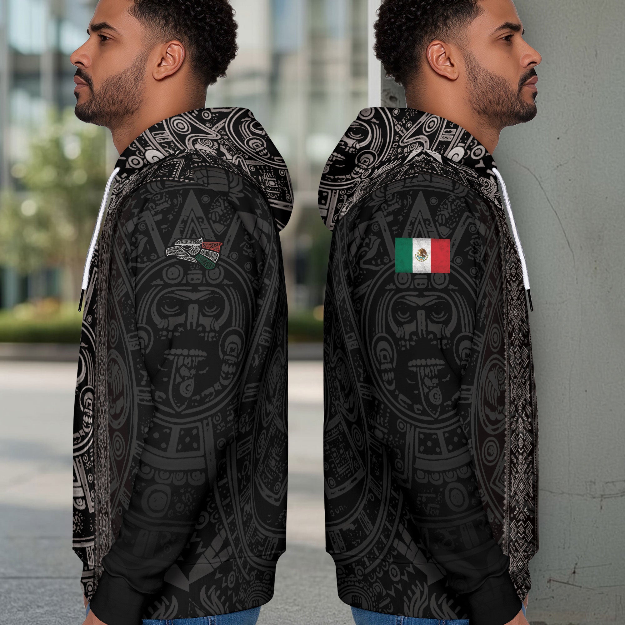 Mexico Aztec Sunstone Calendar Ancient Symbol Heritage Warrior Pride Hoodie