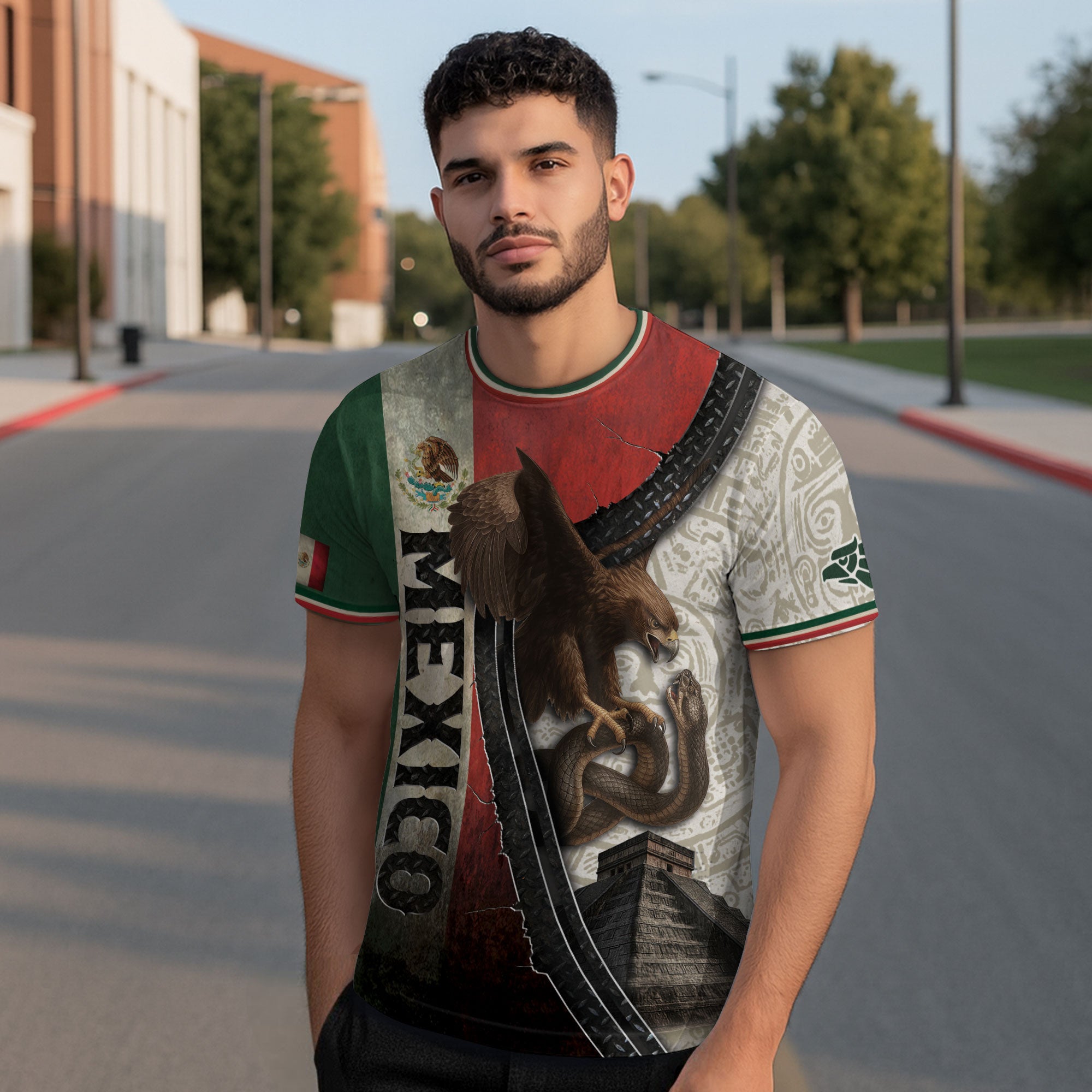Mexico Flag Eagle Serpent Aztec Pyramid Heritage Pride Legacy Warrior Shirt