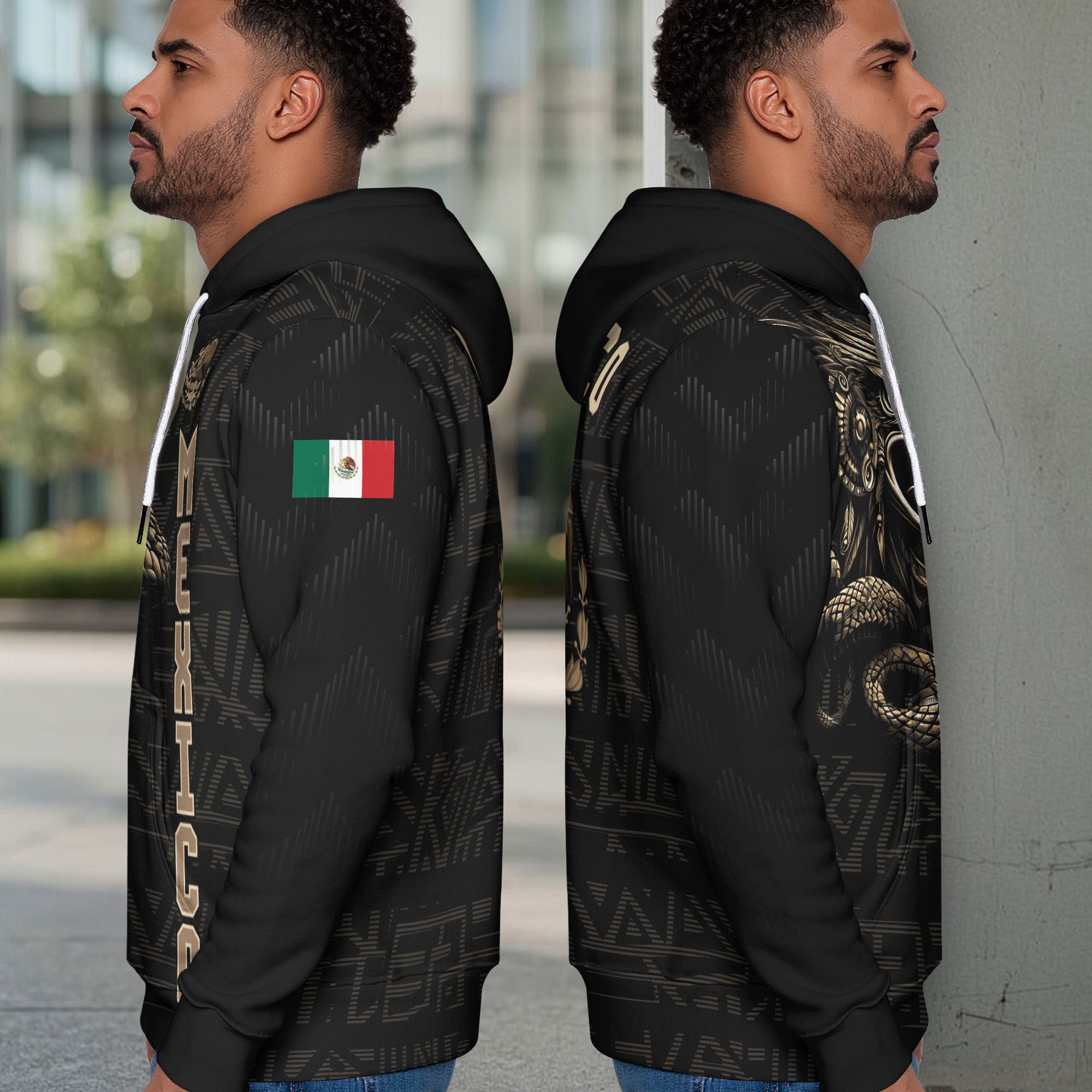 Mexican Aztec Eagle Snake National Flag Heritage Mens Sudadera De Mexico Hoodie