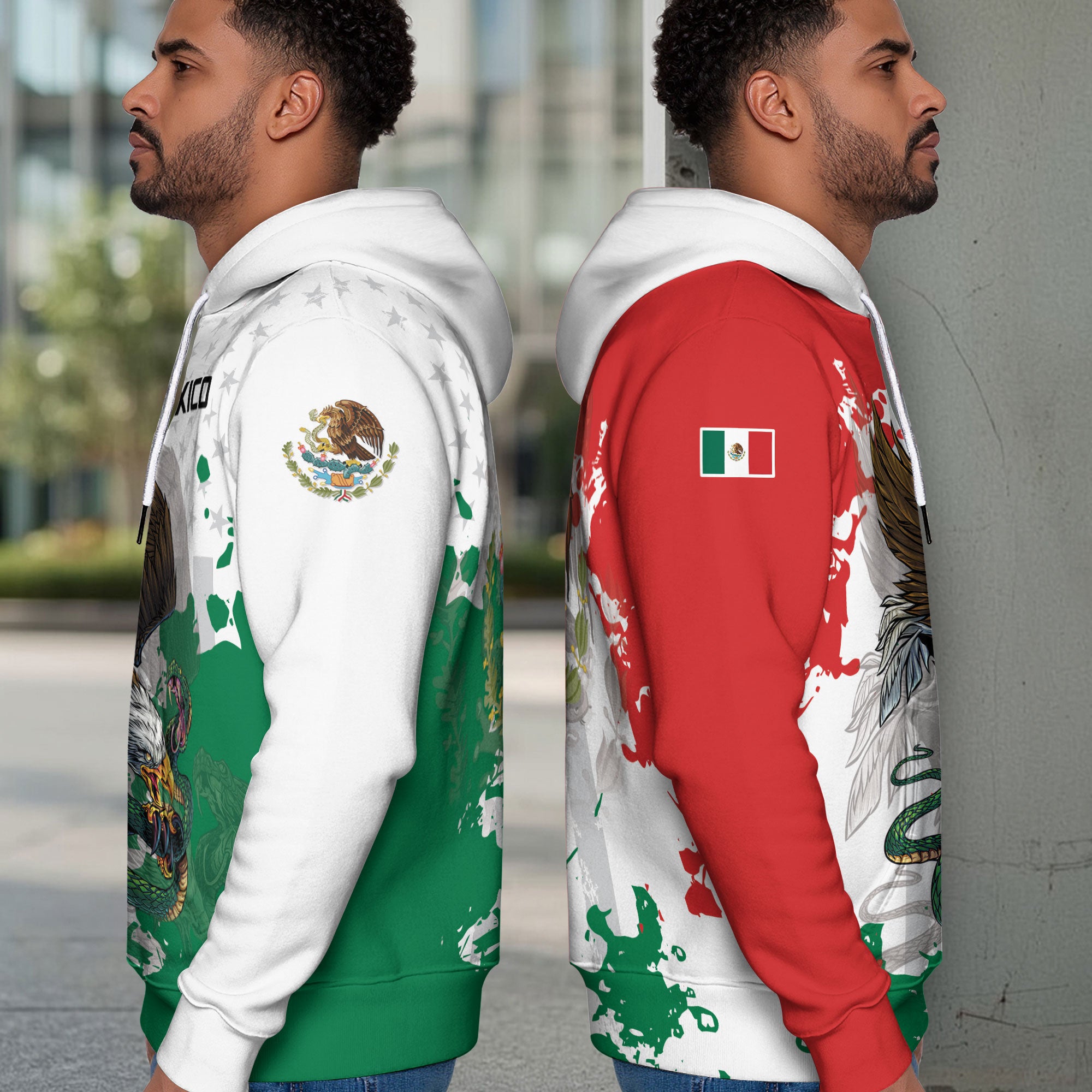 Mexican Eagle Snake Streetwear National Flag Heritage Mens Sudadera Hoodie