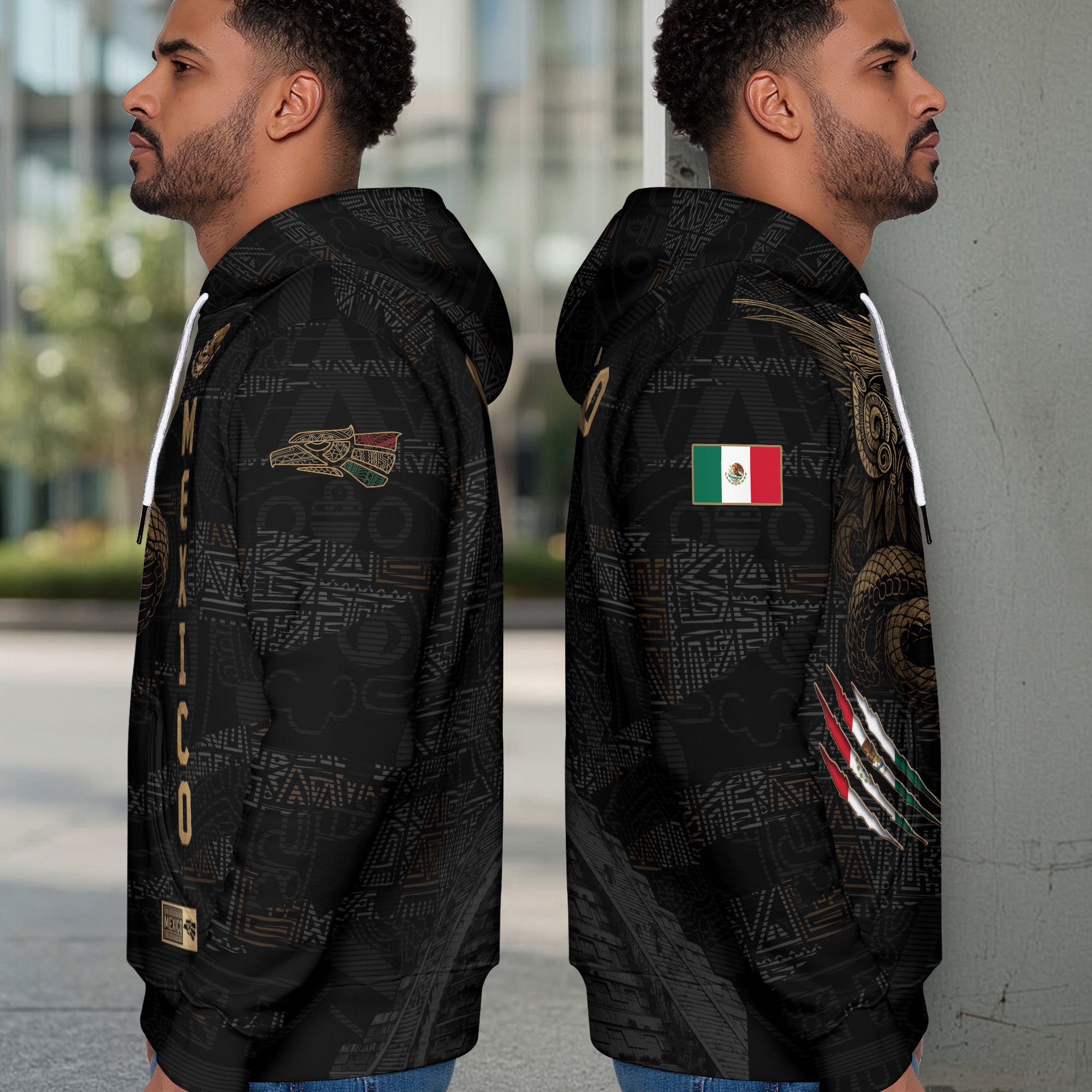 Mexican Gold Eagle Snake National Seal Heritage Mens Sudadera De Mexico Hoodie