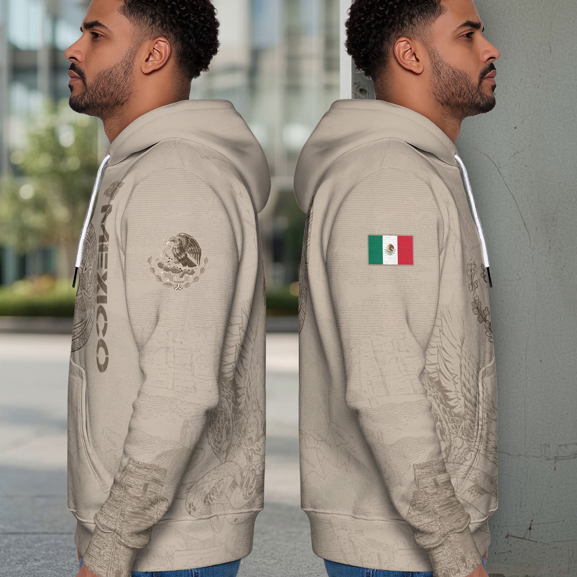 Mexican Tan Aztec Calendar Map Eagle Heritage Mens Sudadera De Mexico Hoodie